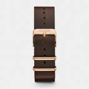 Strap 20 mm Nato Leather Brown, Rose Gold Colour