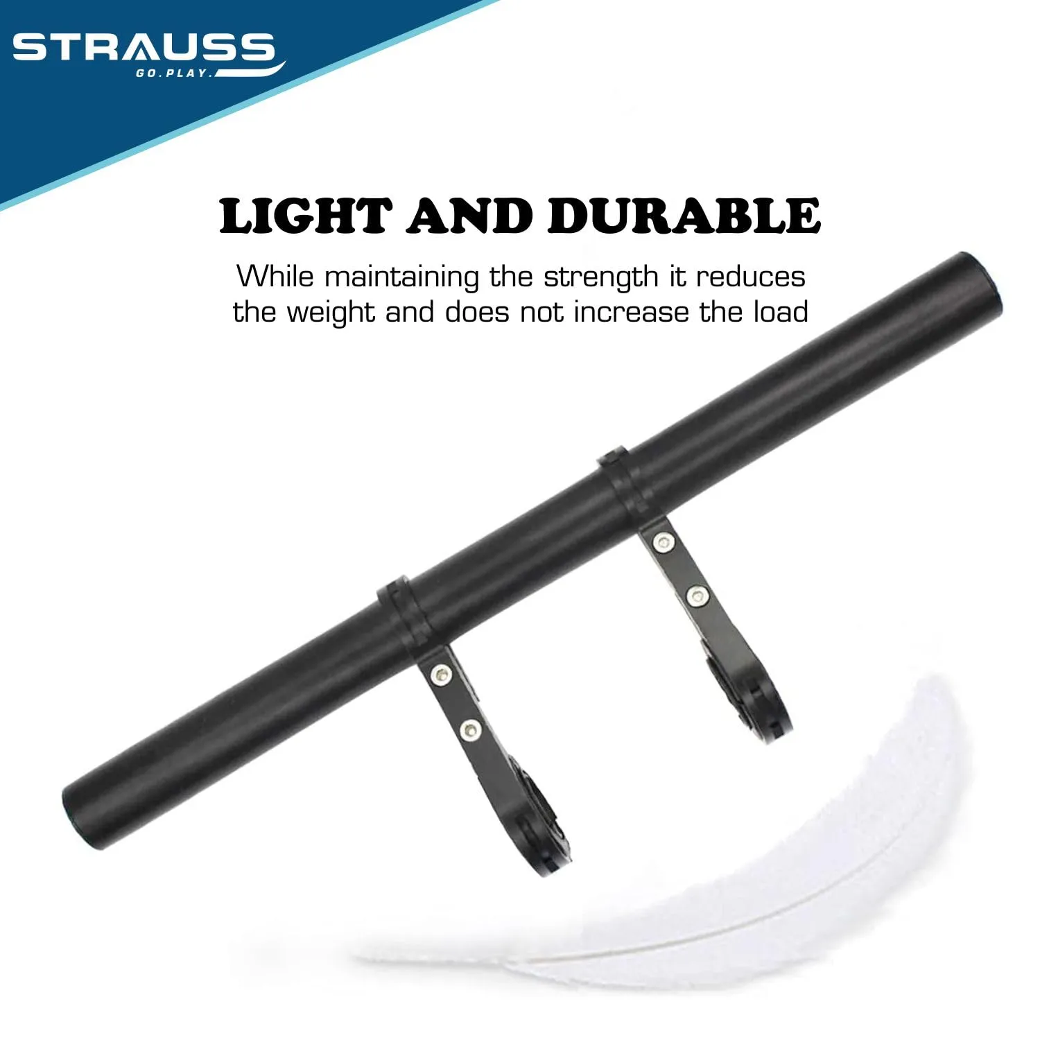 STRAUSS Cycle Handle Bar Extender | Lightweight Durable Bicycle Handle Bar Extension Bracket | Ideal for Holding Motorcycle & E-Bike Lamp Speedometer, GPS Phone | Cycling Accessories, (Black)