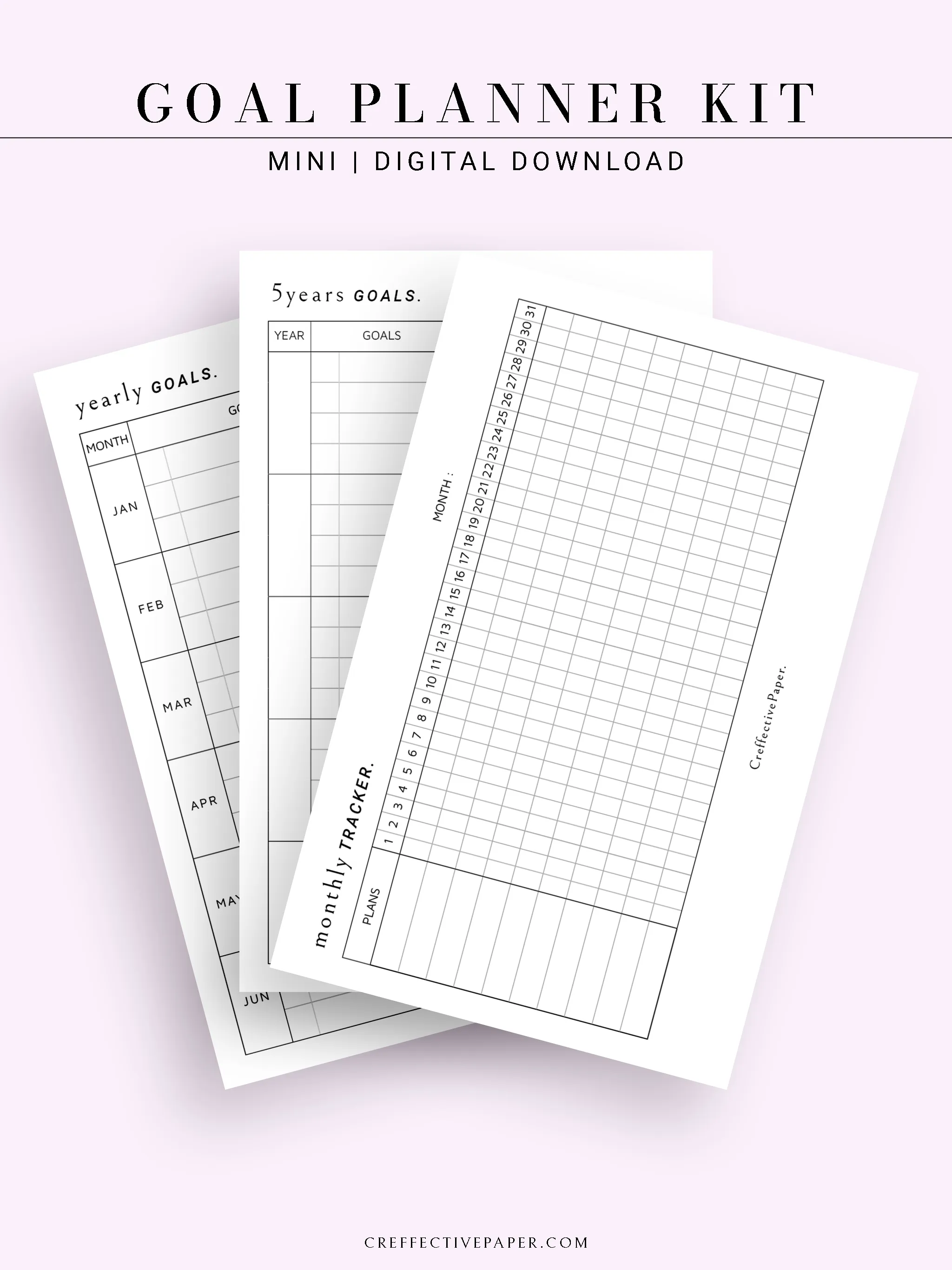 T101 | Goal Setting Planner Bundle Template for Business and Personal