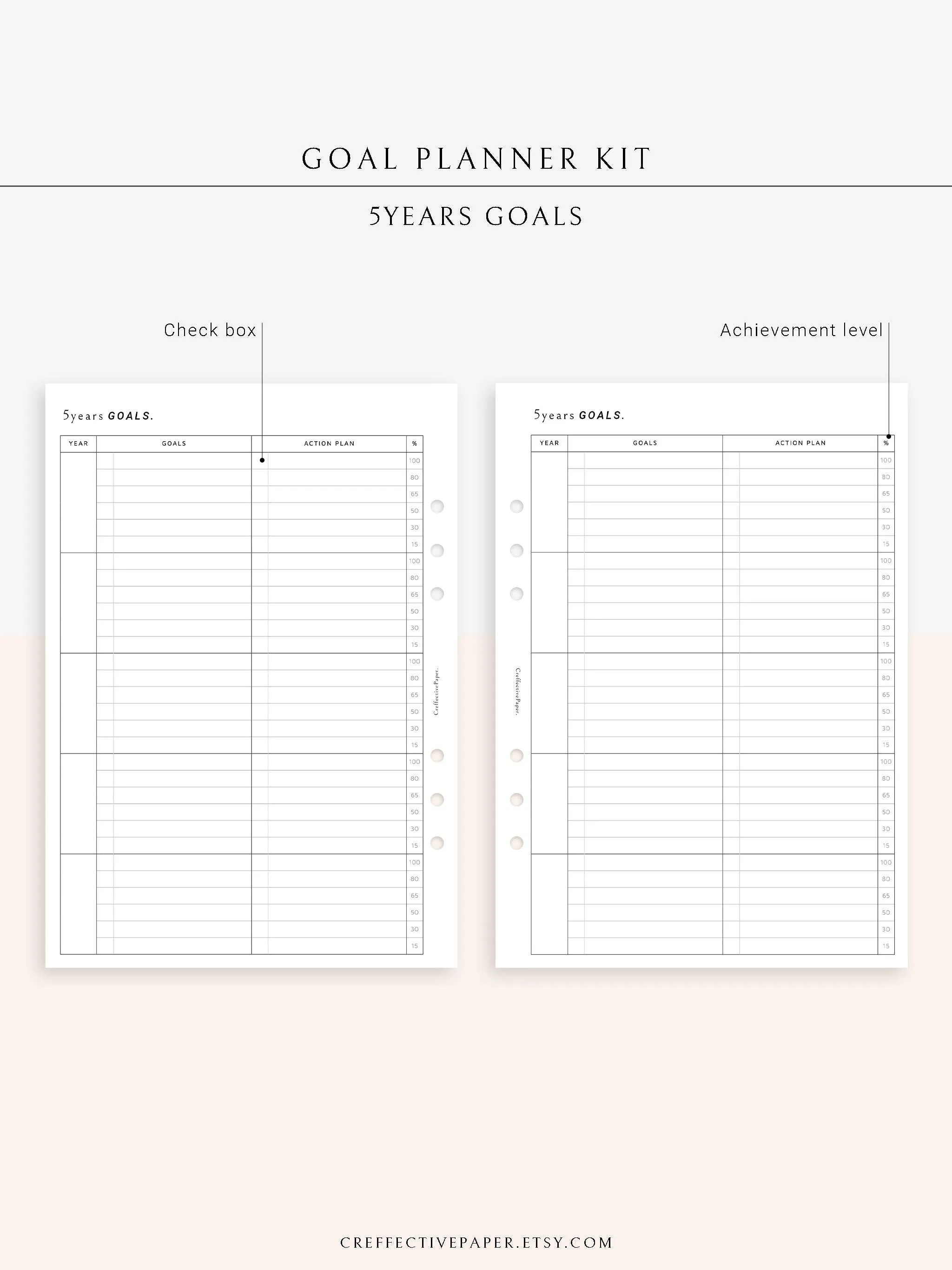 T101 | Goal Setting Planner Bundle Template for Business and Personal