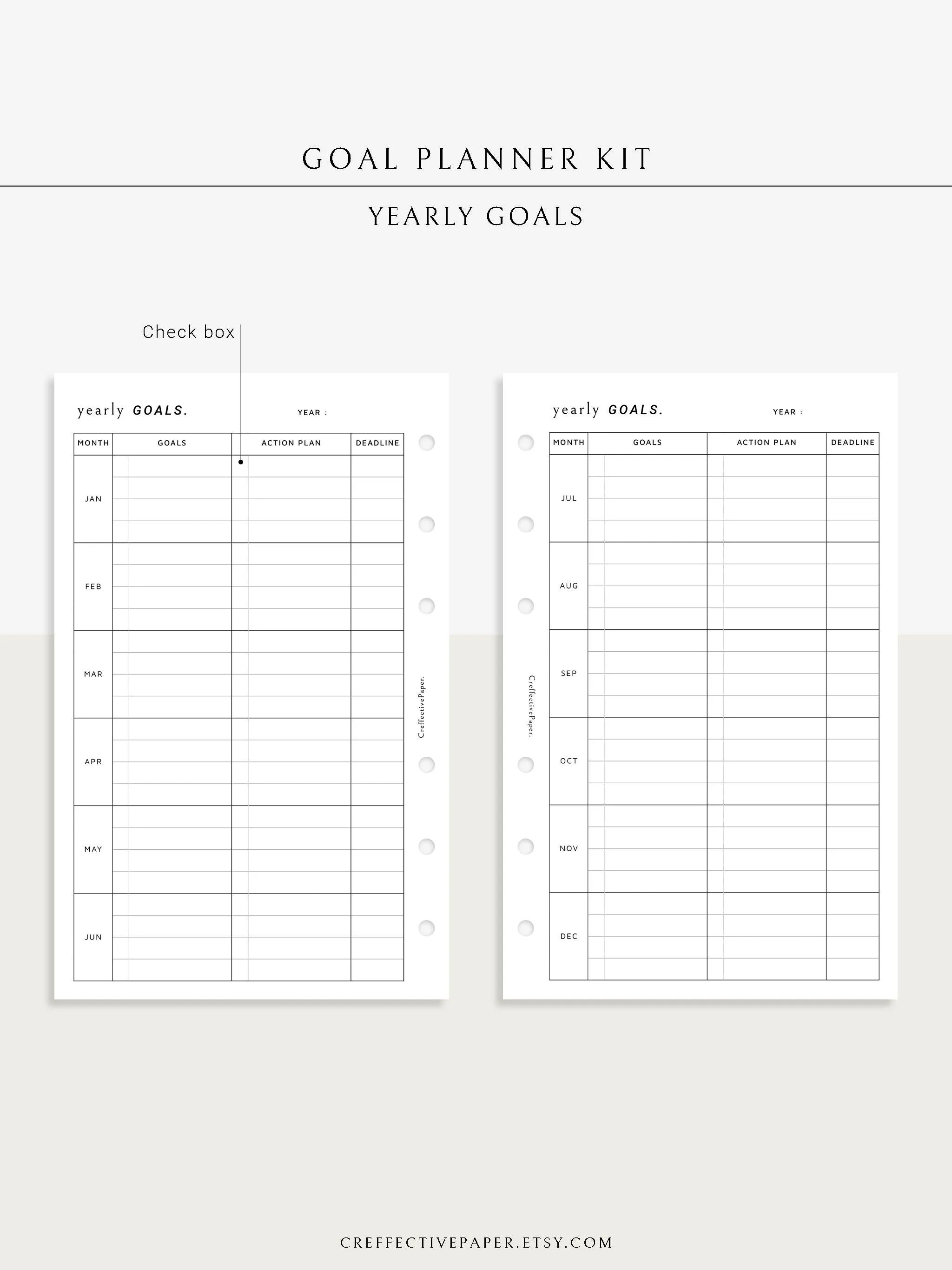 T101 | Goal Setting Planner Bundle Template for Business and Personal