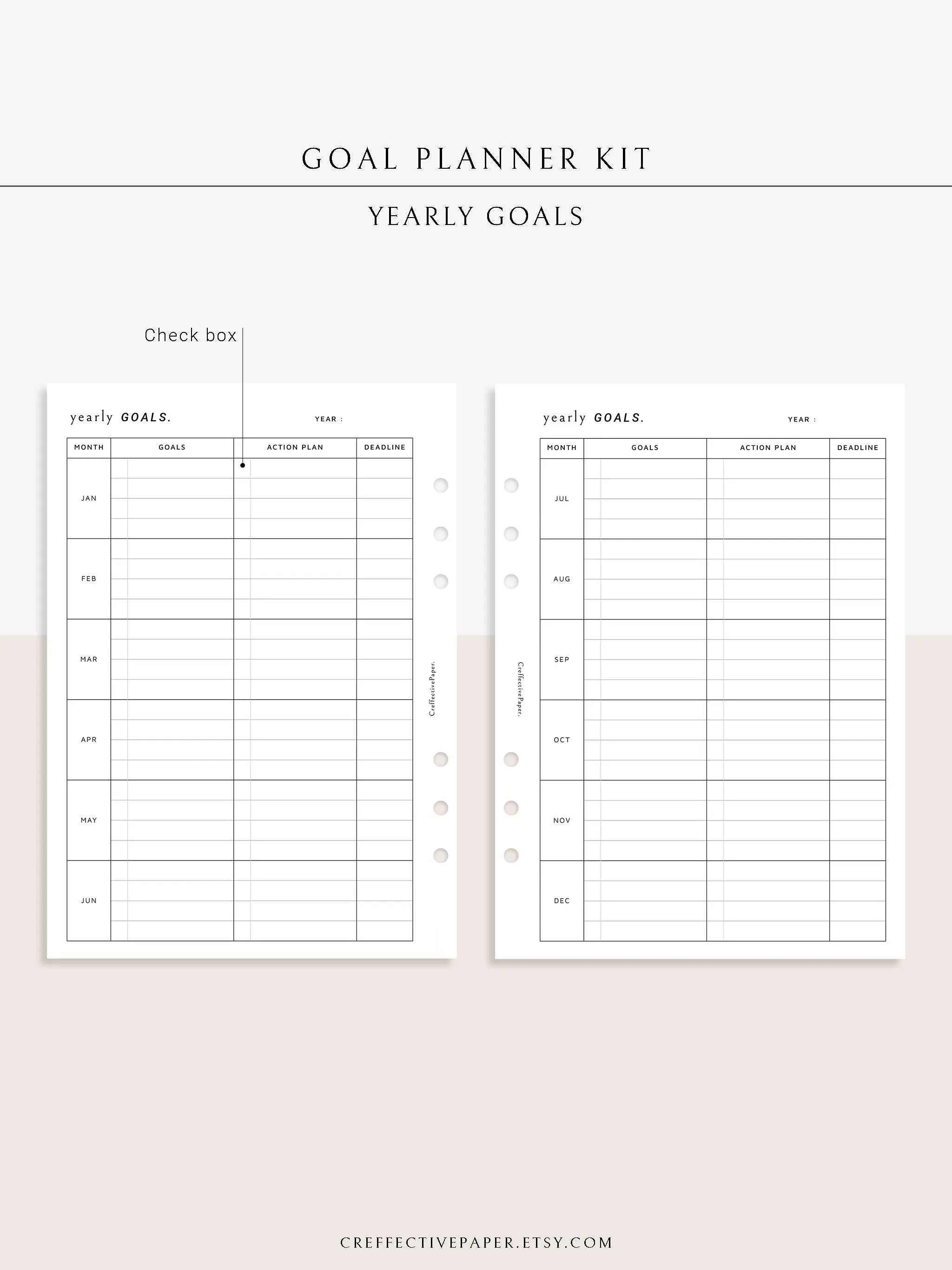 T101 | Goal Setting Planner Bundle Template for Business and Personal