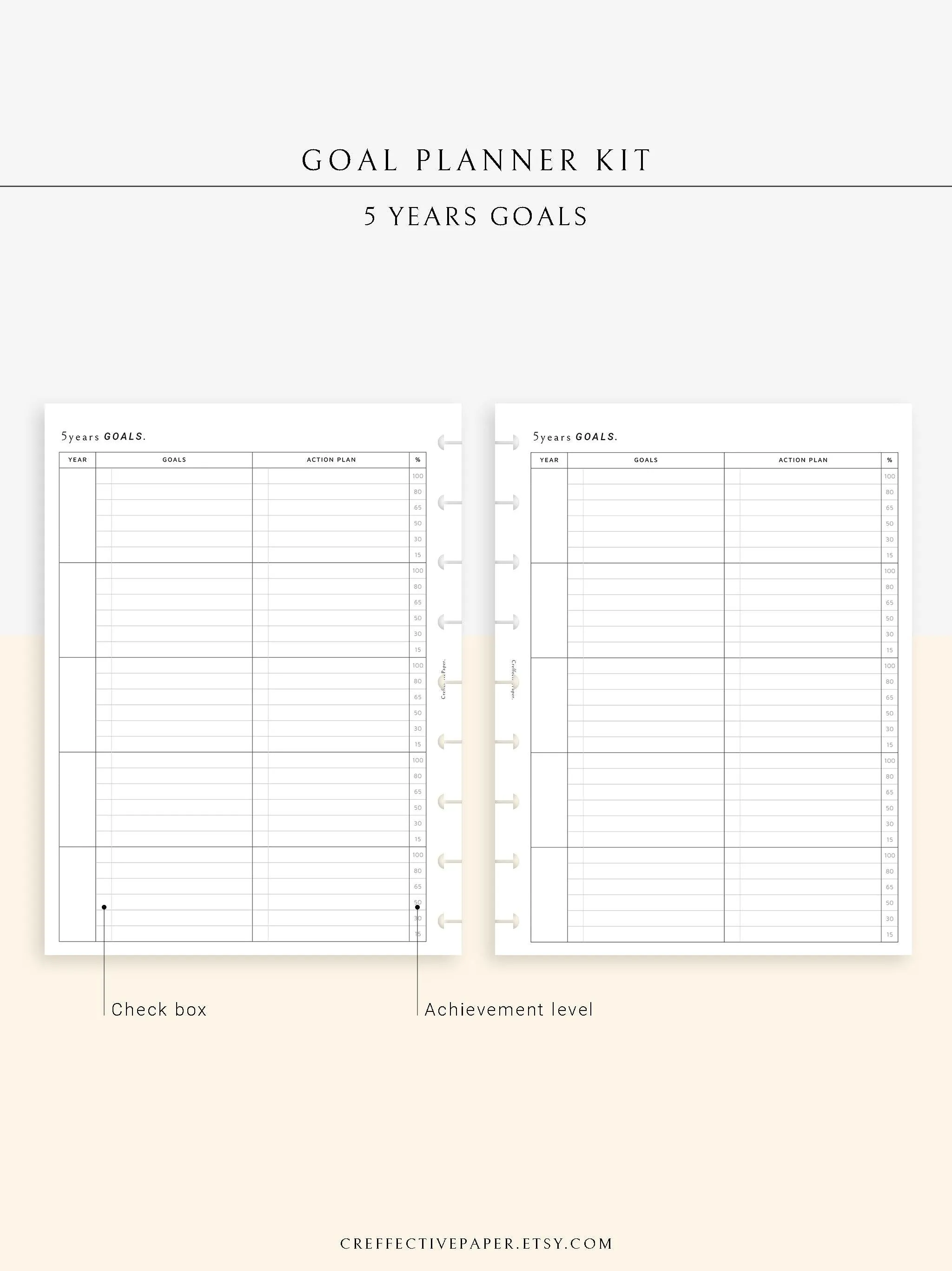 T101 | Goal Setting Planner Bundle Template for Business and Personal
