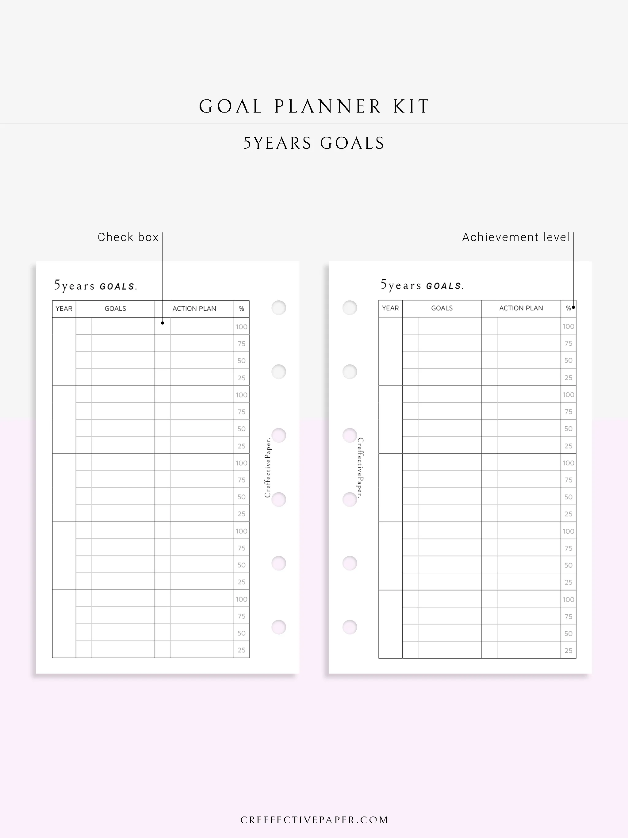 T101 | Goal Setting Planner Bundle Template for Business and Personal