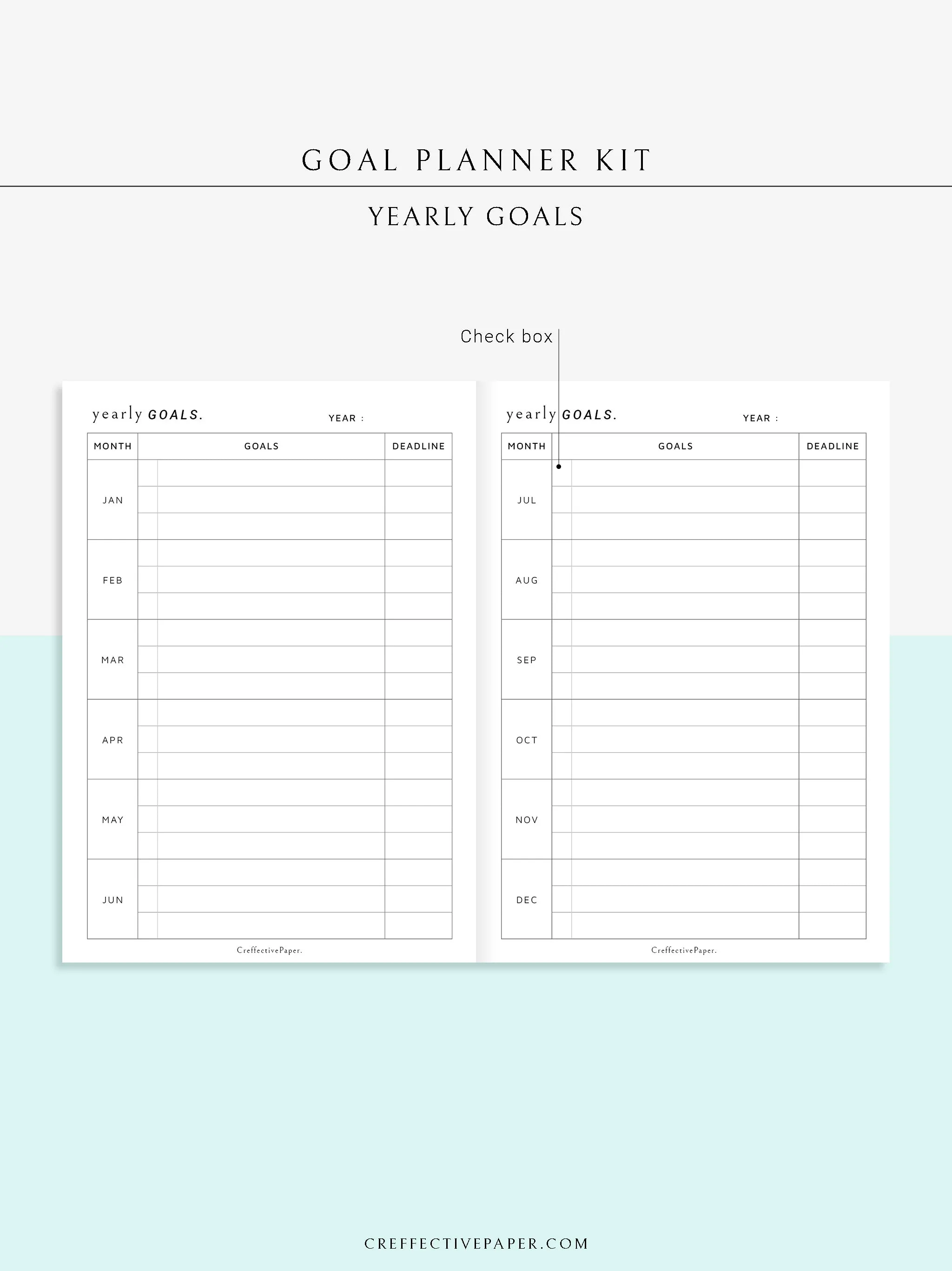 T101 | Goal Setting Planner Bundle Template for Business and Personal