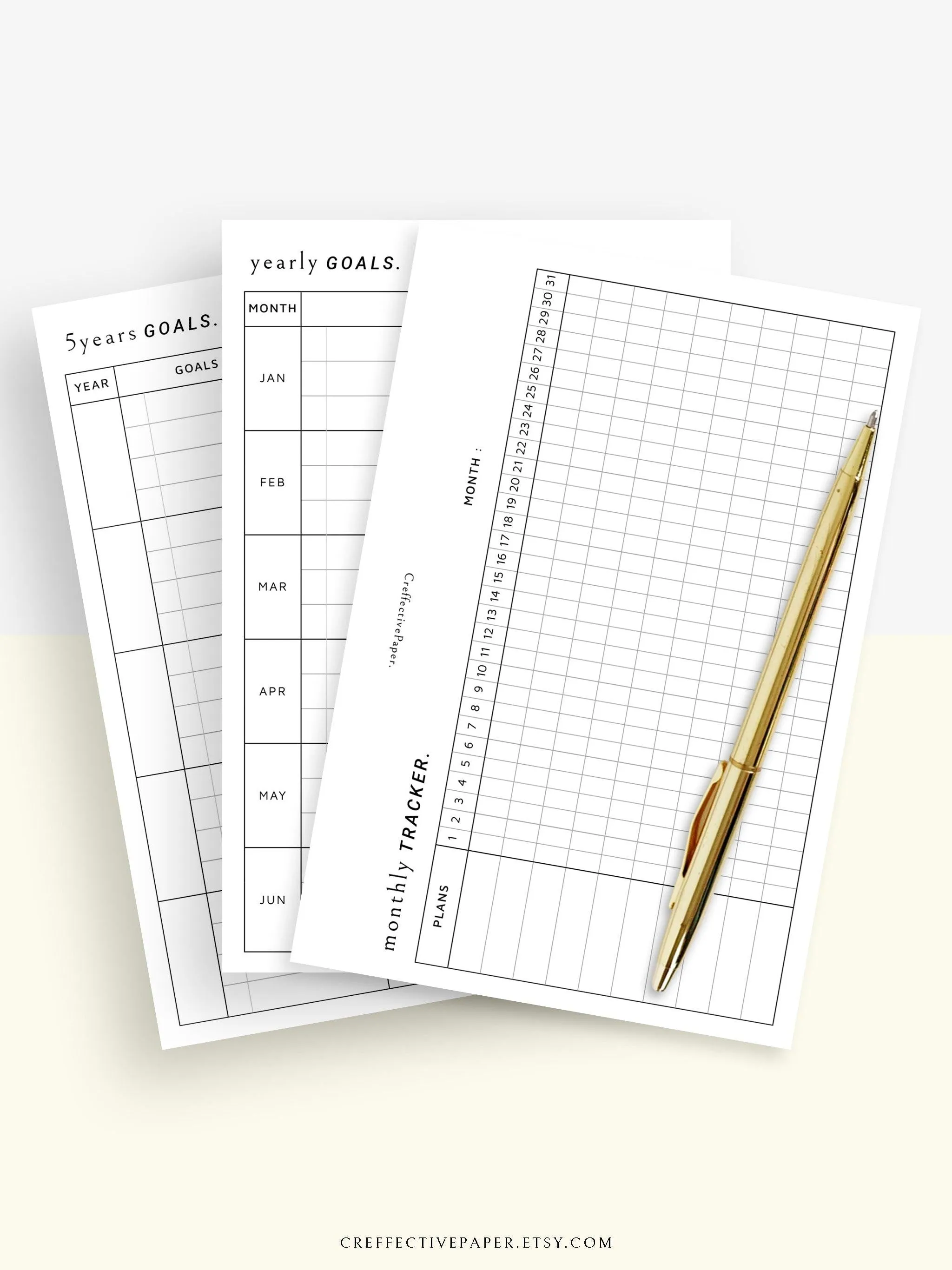 T101 | Goal Setting Planner Bundle Template for Business and Personal