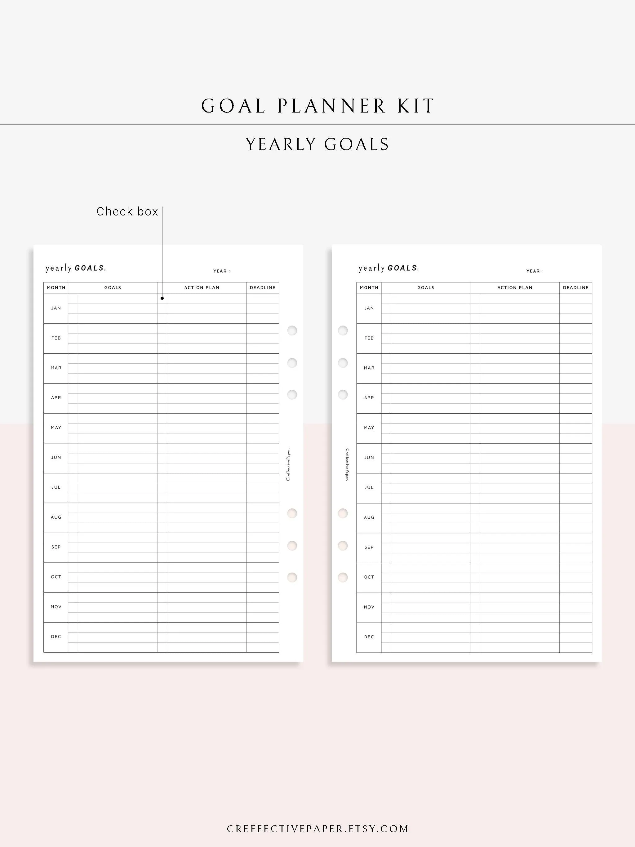 T101 | Goal Setting Planner Bundle Template for Business and Personal