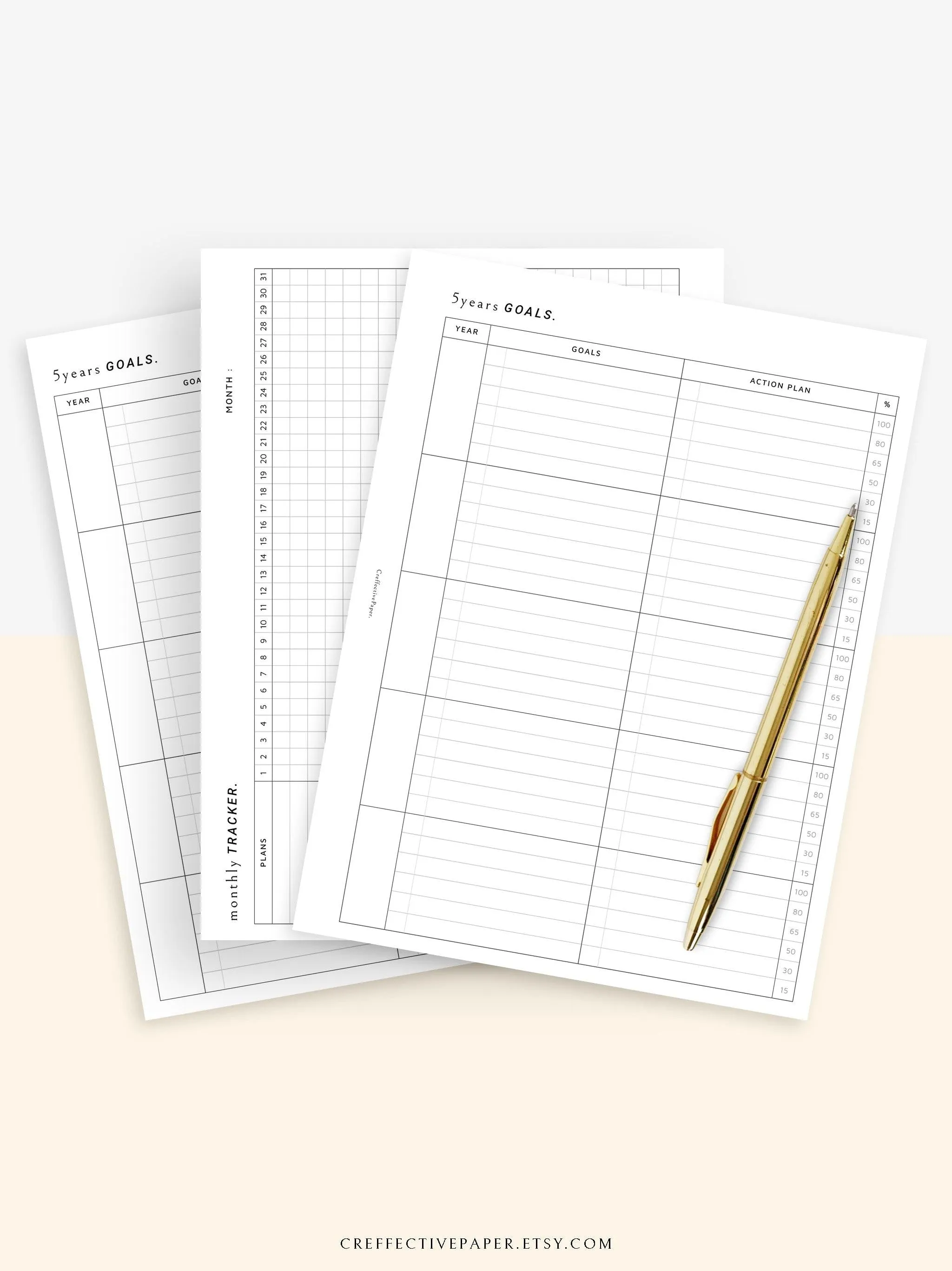 T101 | Goal Setting Planner Bundle Template for Business and Personal