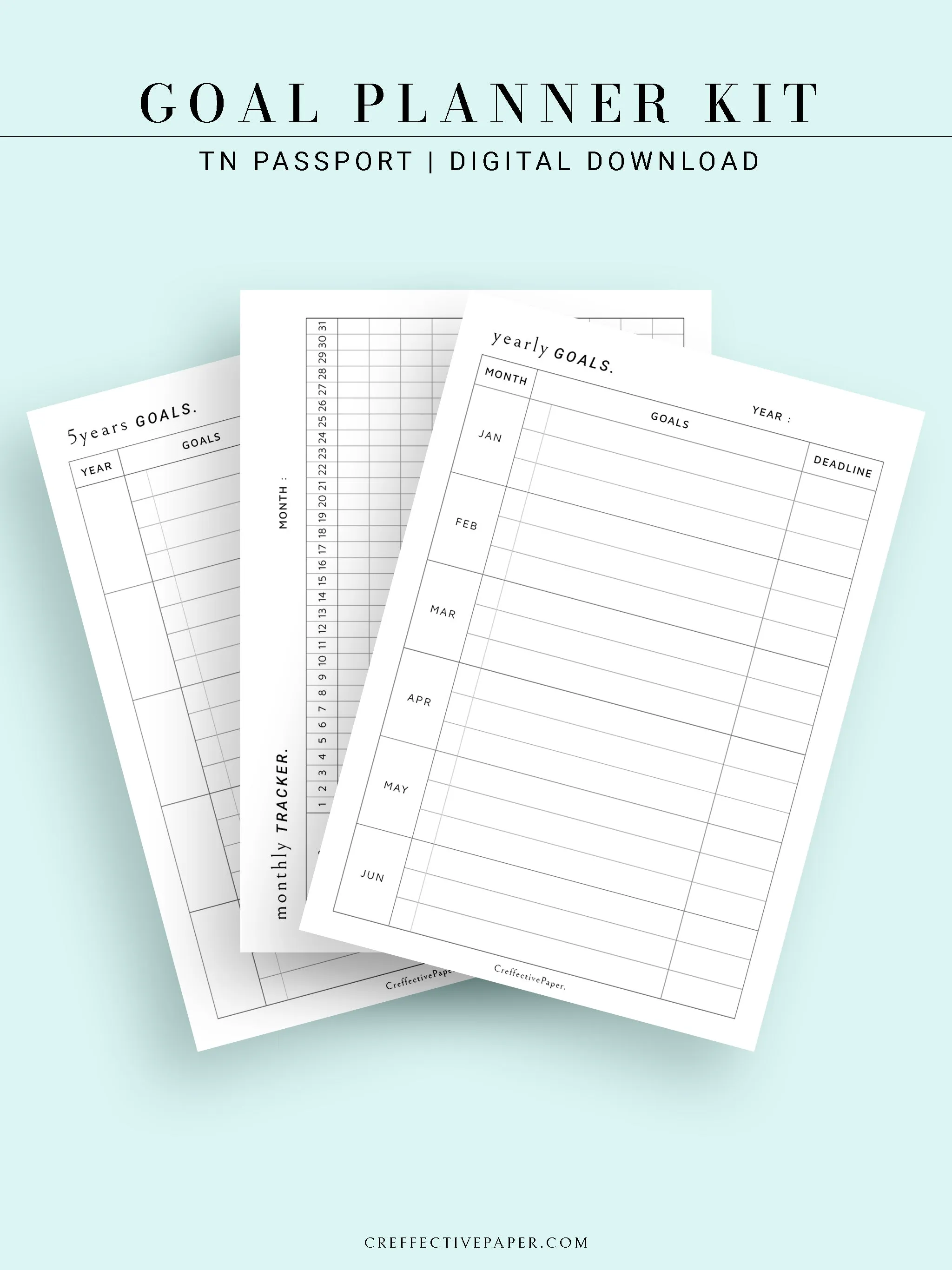 T101 | Goal Setting Planner Bundle Template for Business and Personal