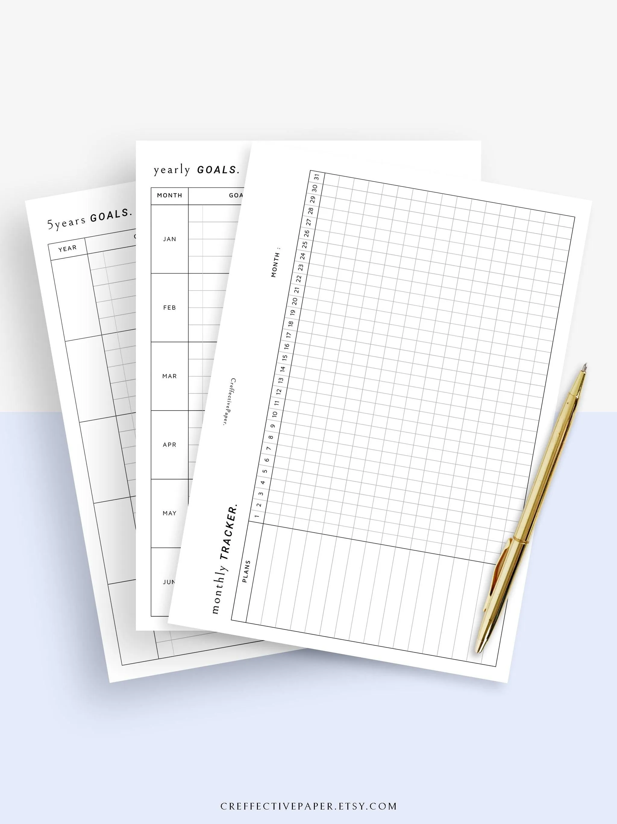 T101 | Goal Setting Planner Bundle Template for Business and Personal