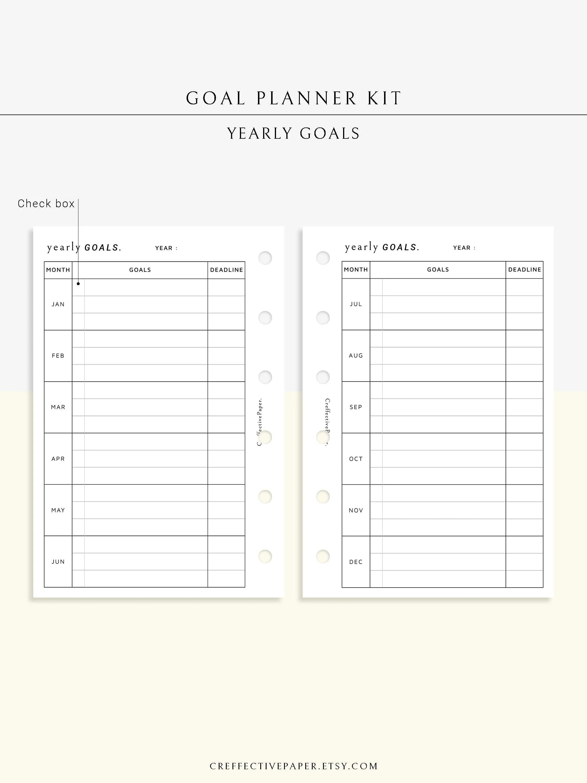 T101 | Goal Setting Planner Bundle Template for Business and Personal