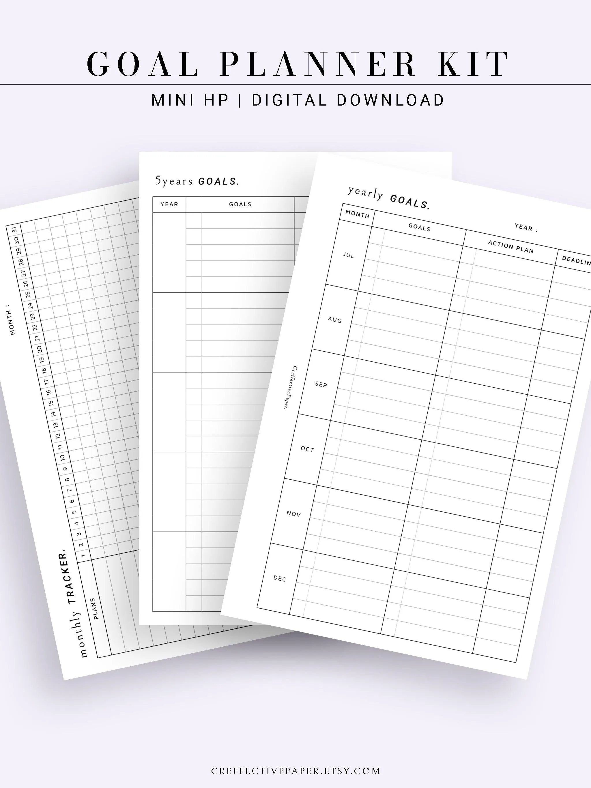 T101 | Goal Setting Planner Bundle Template for Business and Personal