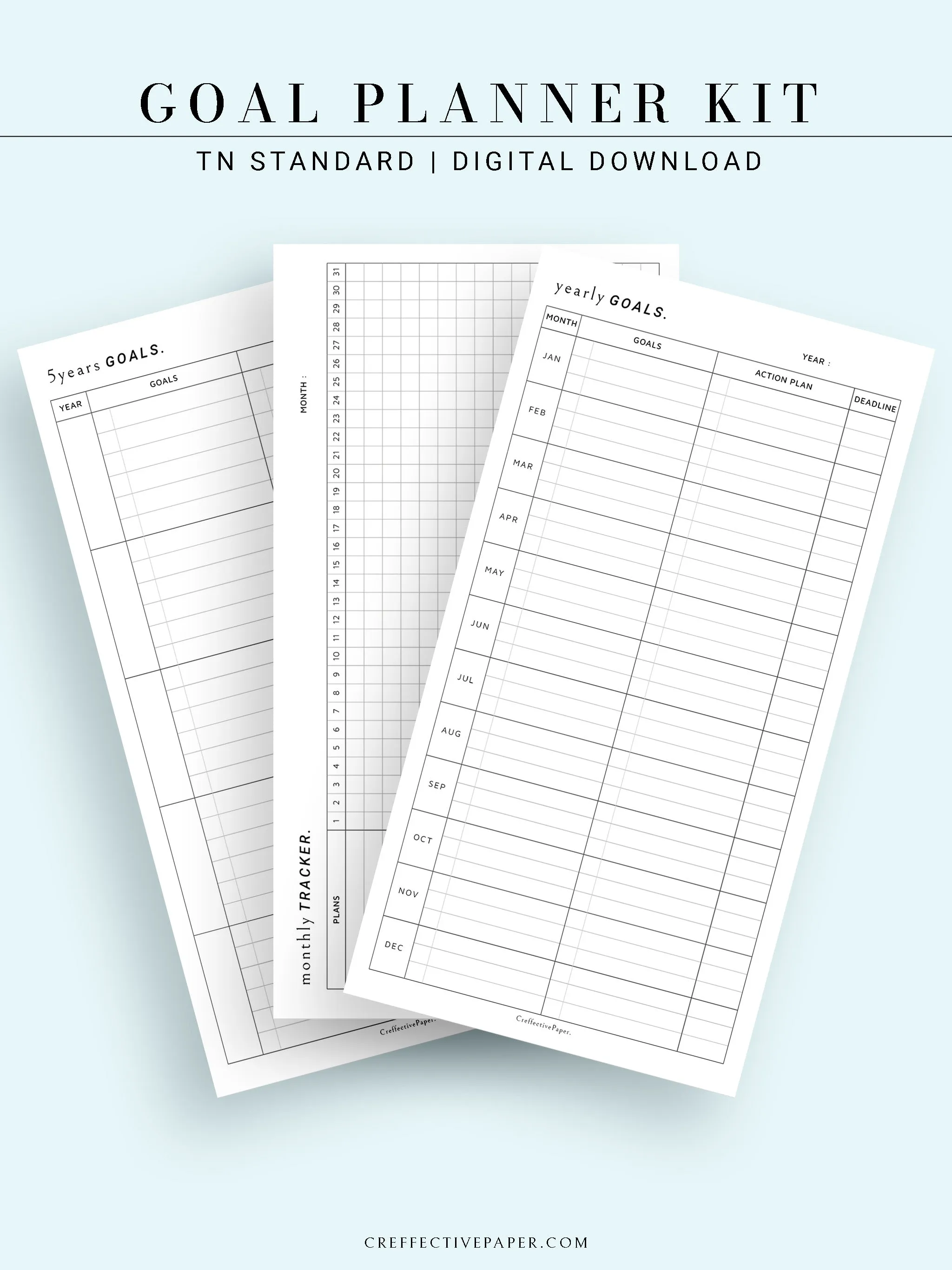 T101 | Goal Setting Planner Bundle Template for Business and Personal