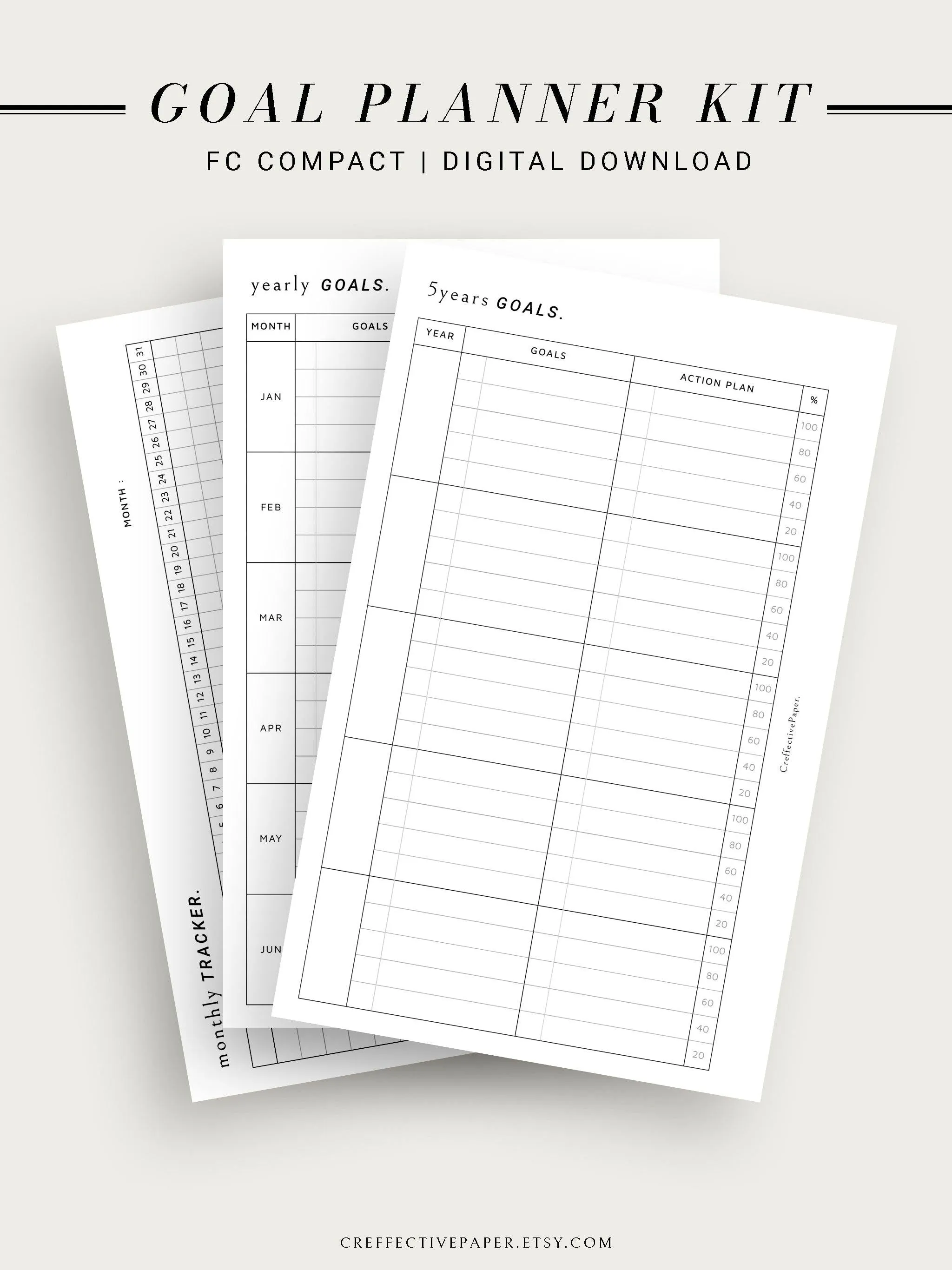 T101 | Goal Setting Planner Bundle Template for Business and Personal