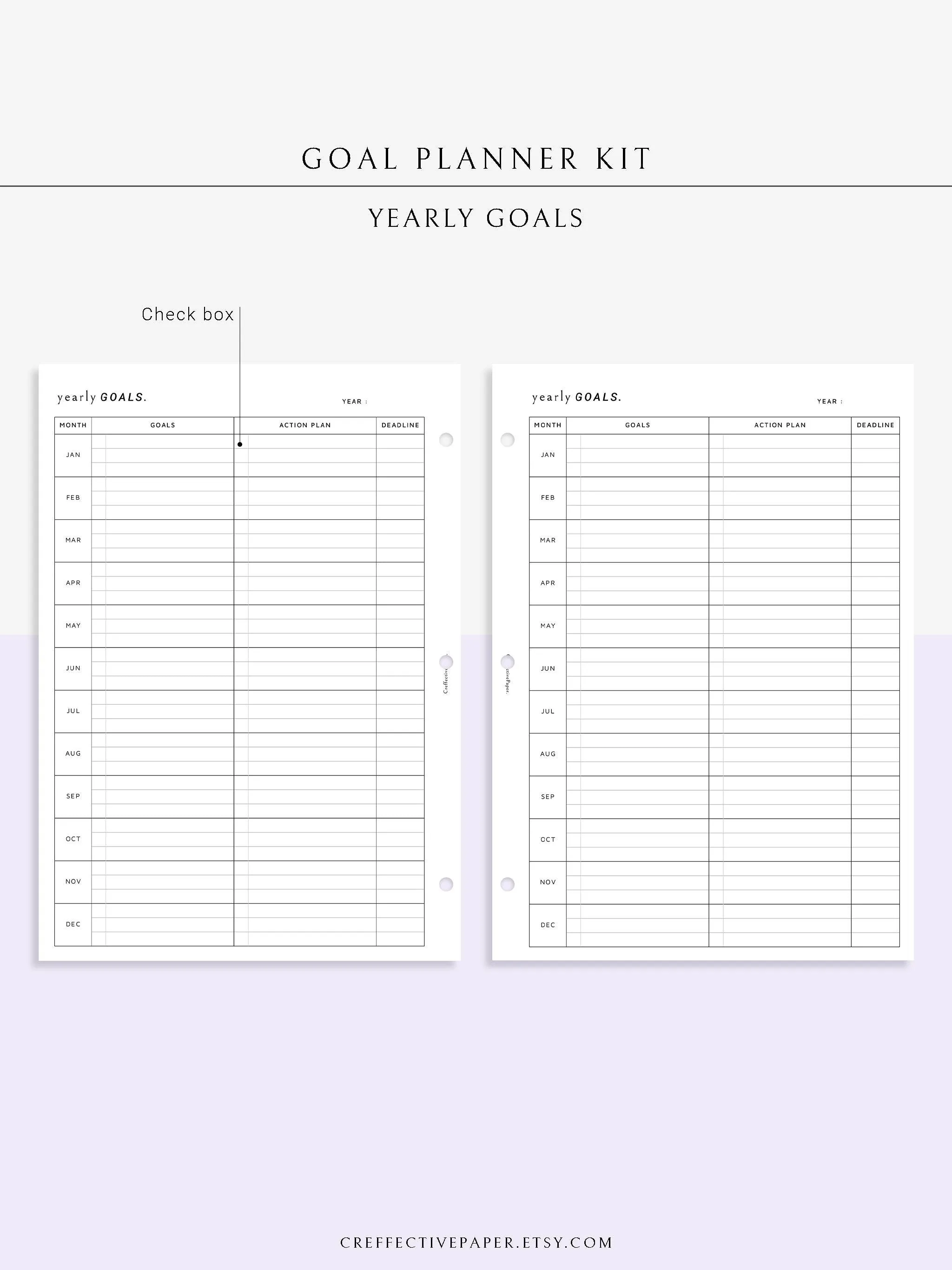 T101 | Goal Setting Planner Bundle Template for Business and Personal