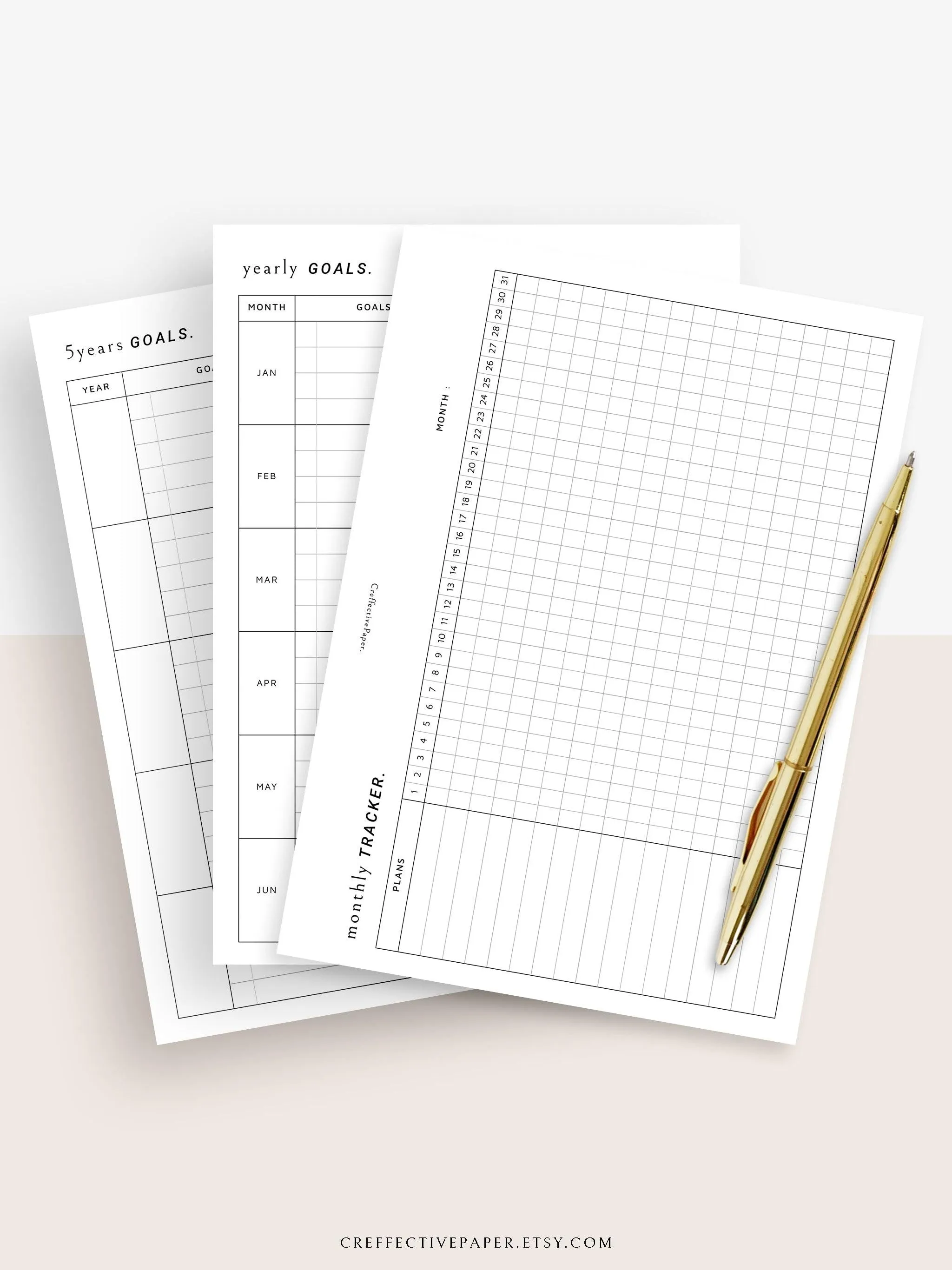 T101 | Goal Setting Planner Bundle Template for Business and Personal