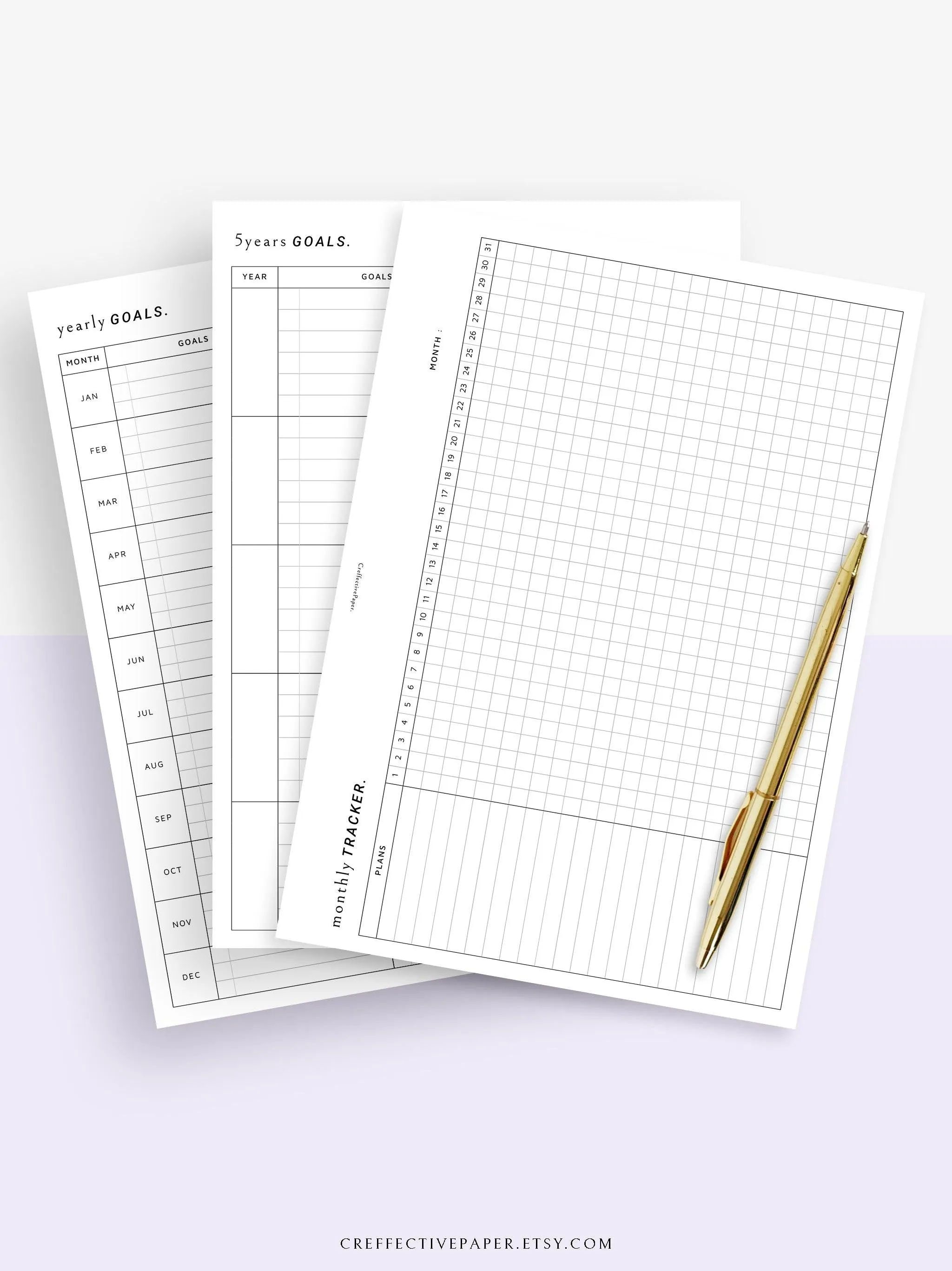 T101 | Goal Setting Planner Bundle Template for Business and Personal