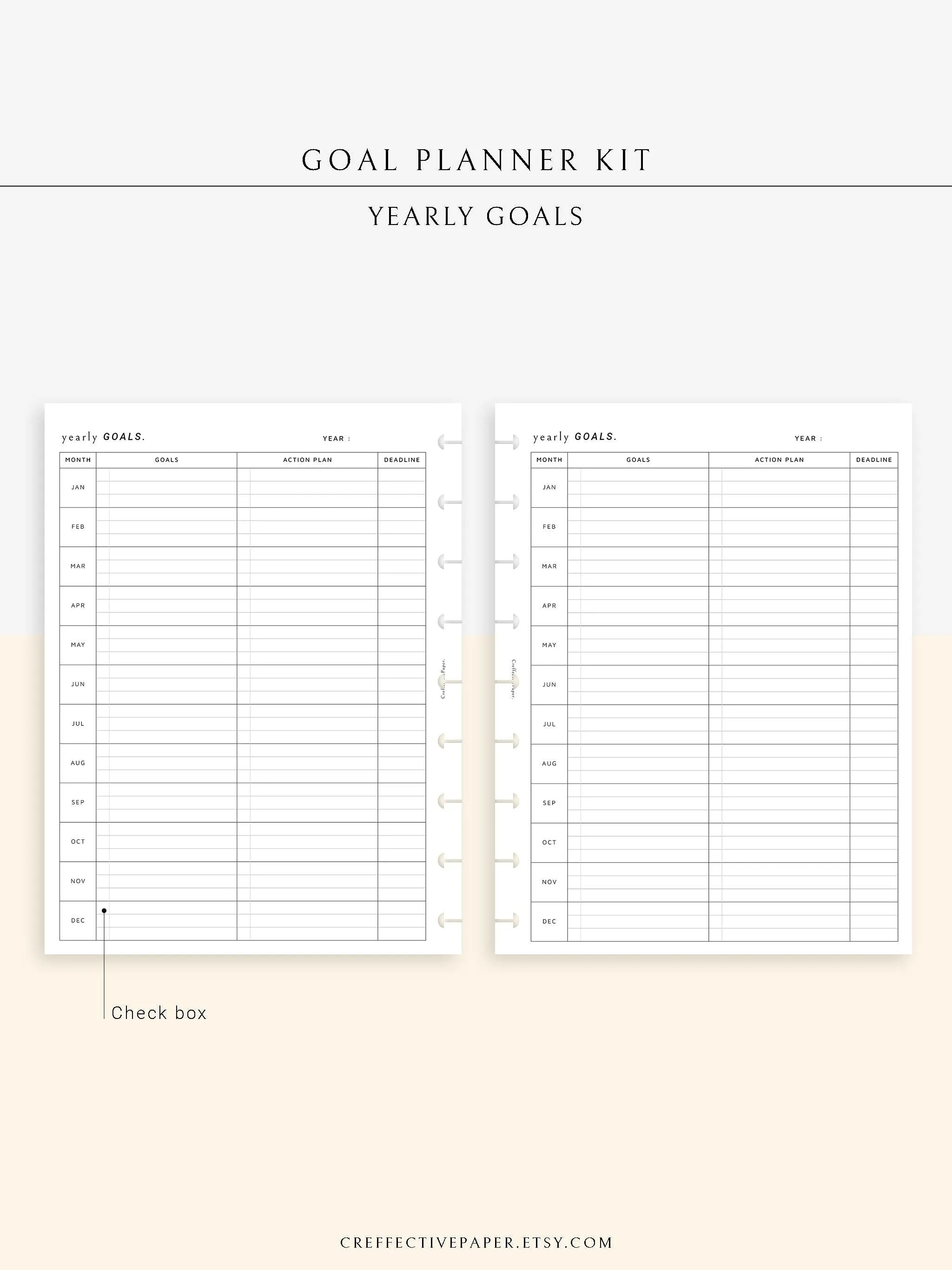 T101 | Goal Setting Planner Bundle Template for Business and Personal