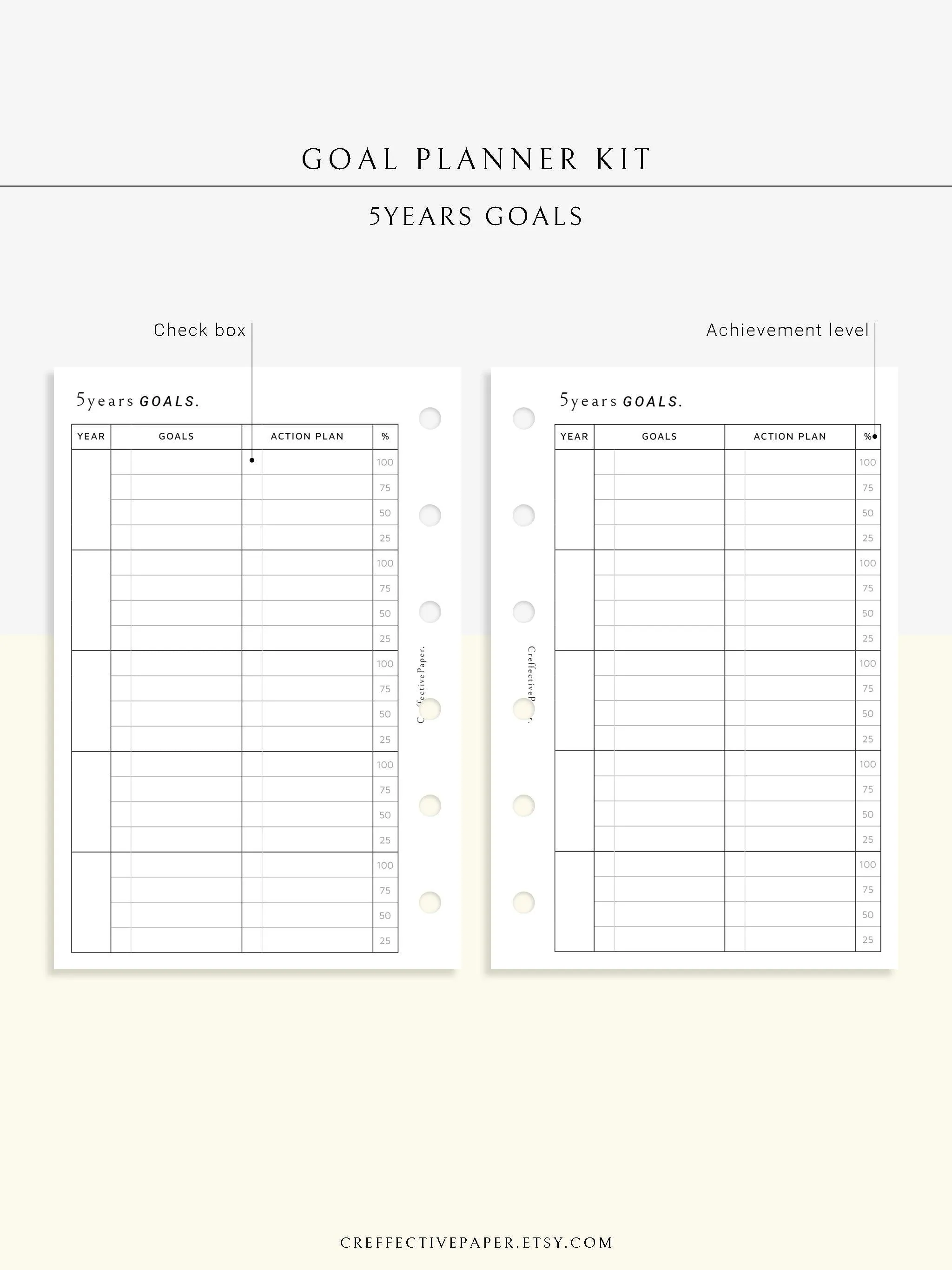 T101 | Goal Setting Planner Bundle Template for Business and Personal