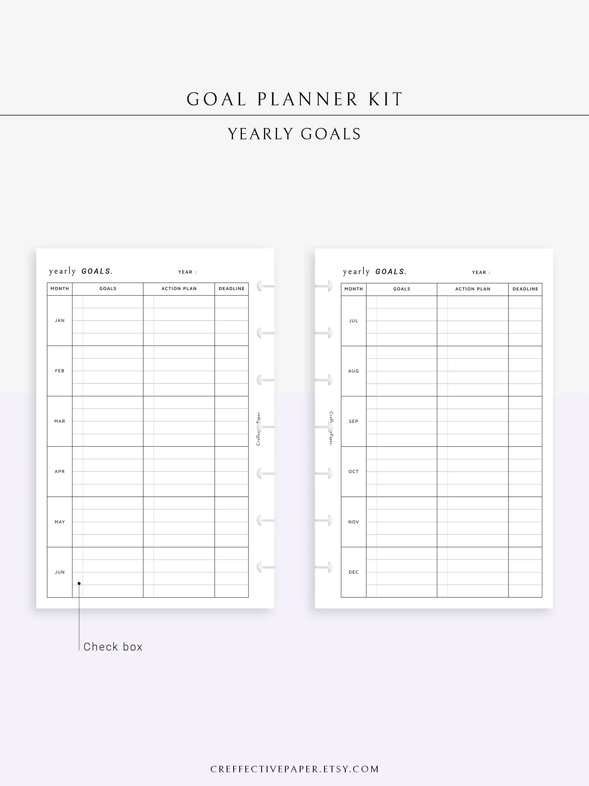 T101 | Goal Setting Planner Bundle Template for Business and Personal