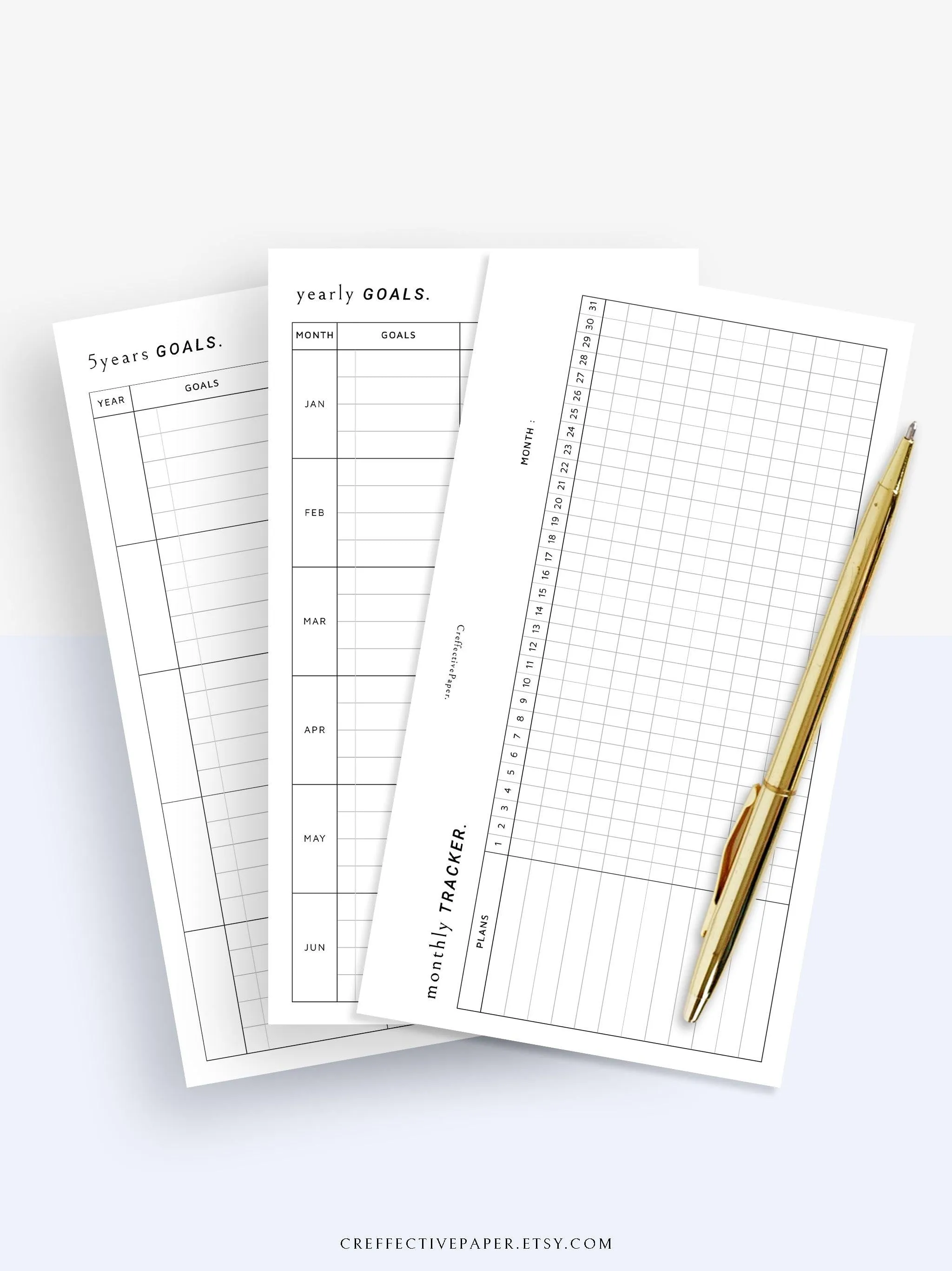 T101 | Goal Setting Planner Bundle Template for Business and Personal