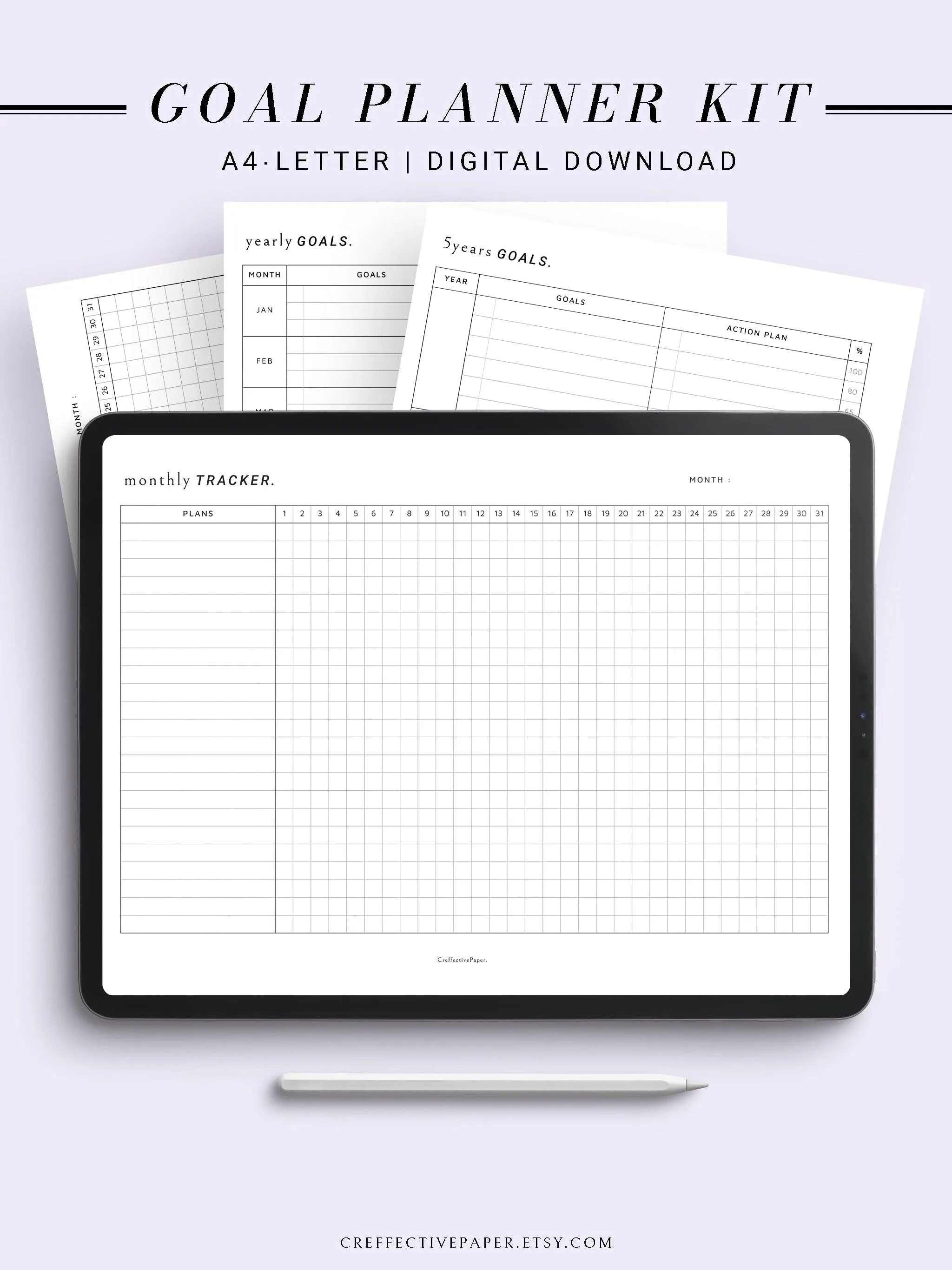 T101 | Goal Setting Planner Bundle Template for Business and Personal