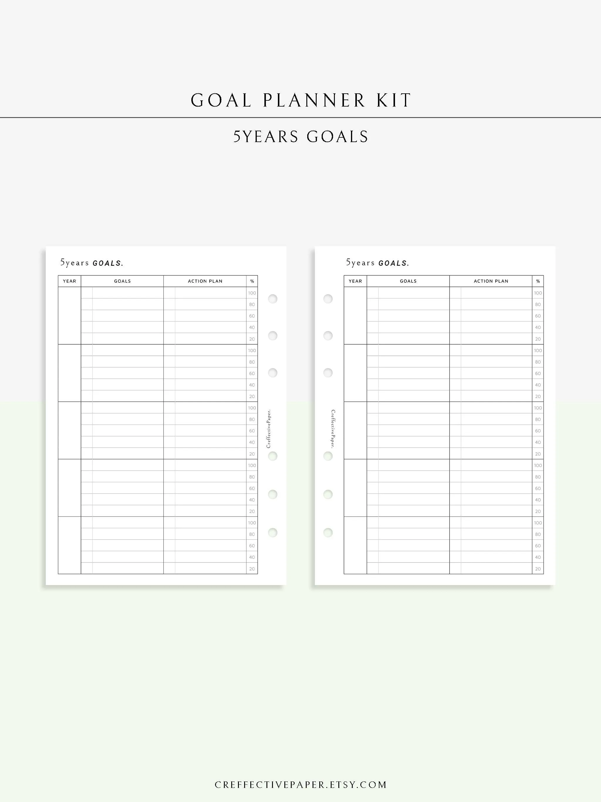 T101 | Goal Setting Planner Bundle Template for Business and Personal