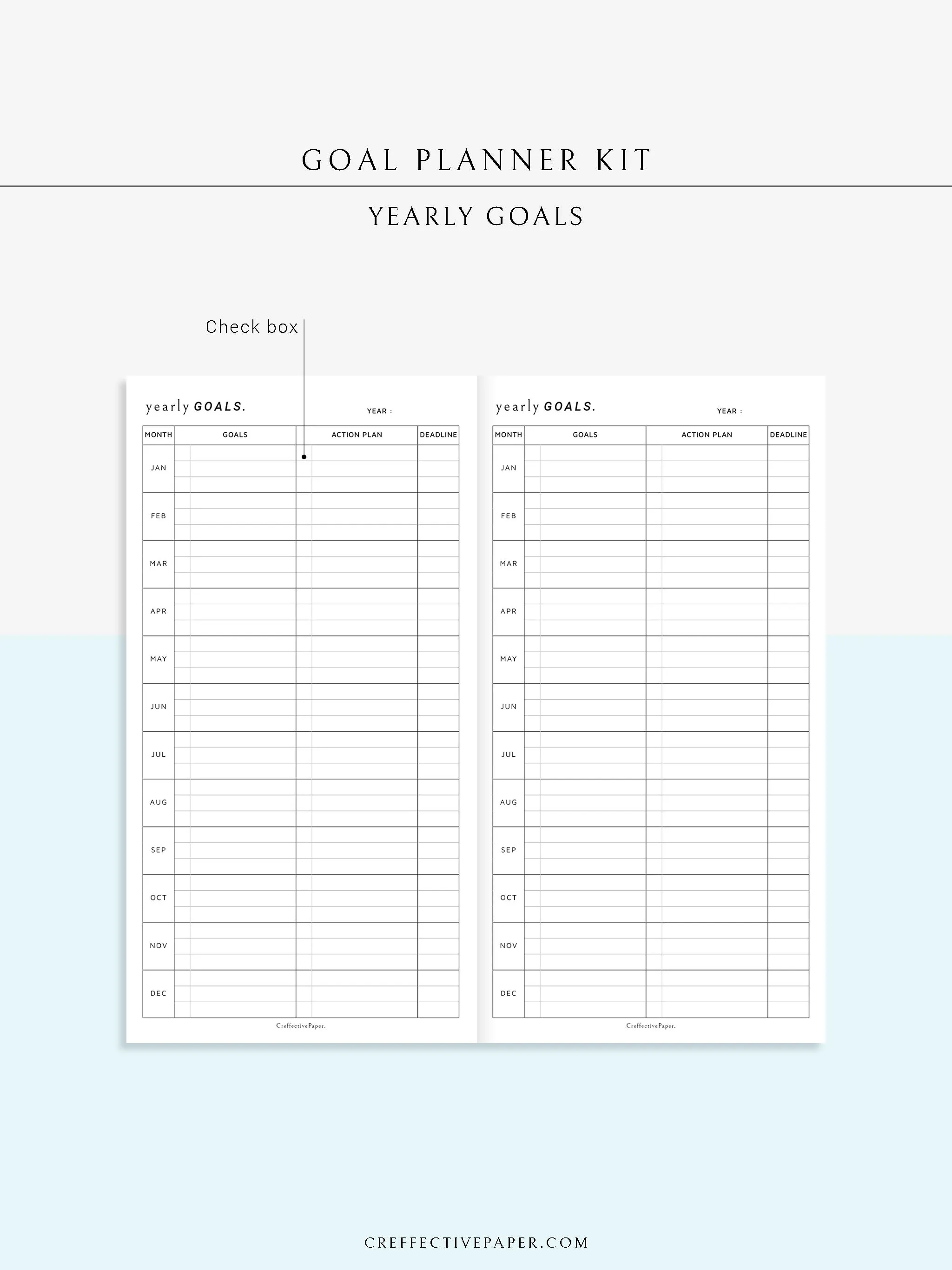 T101 | Goal Setting Planner Bundle Template for Business and Personal