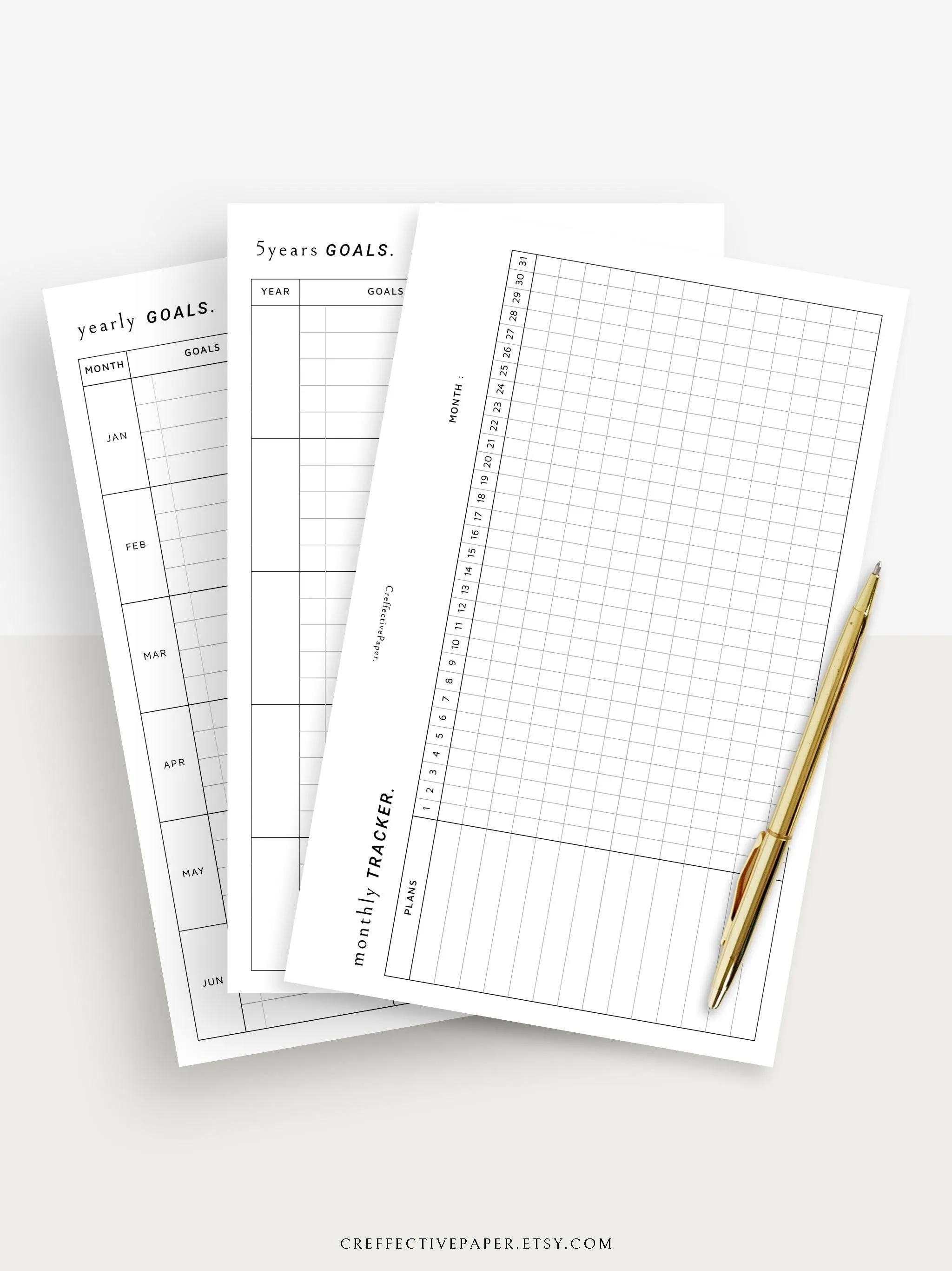 T101 | Goal Setting Planner Bundle Template for Business and Personal