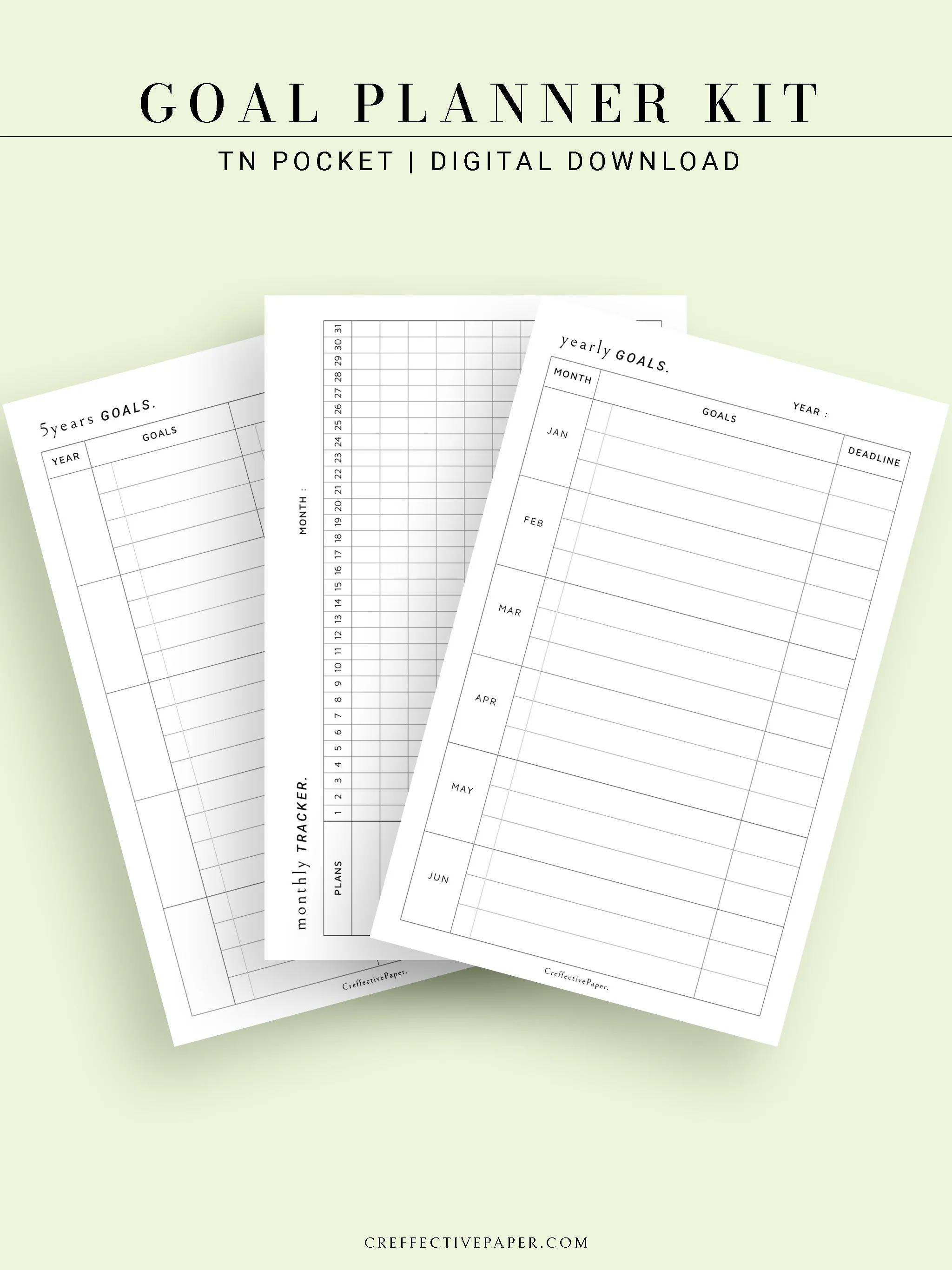 T101 | Goal Setting Planner Bundle Template for Business and Personal