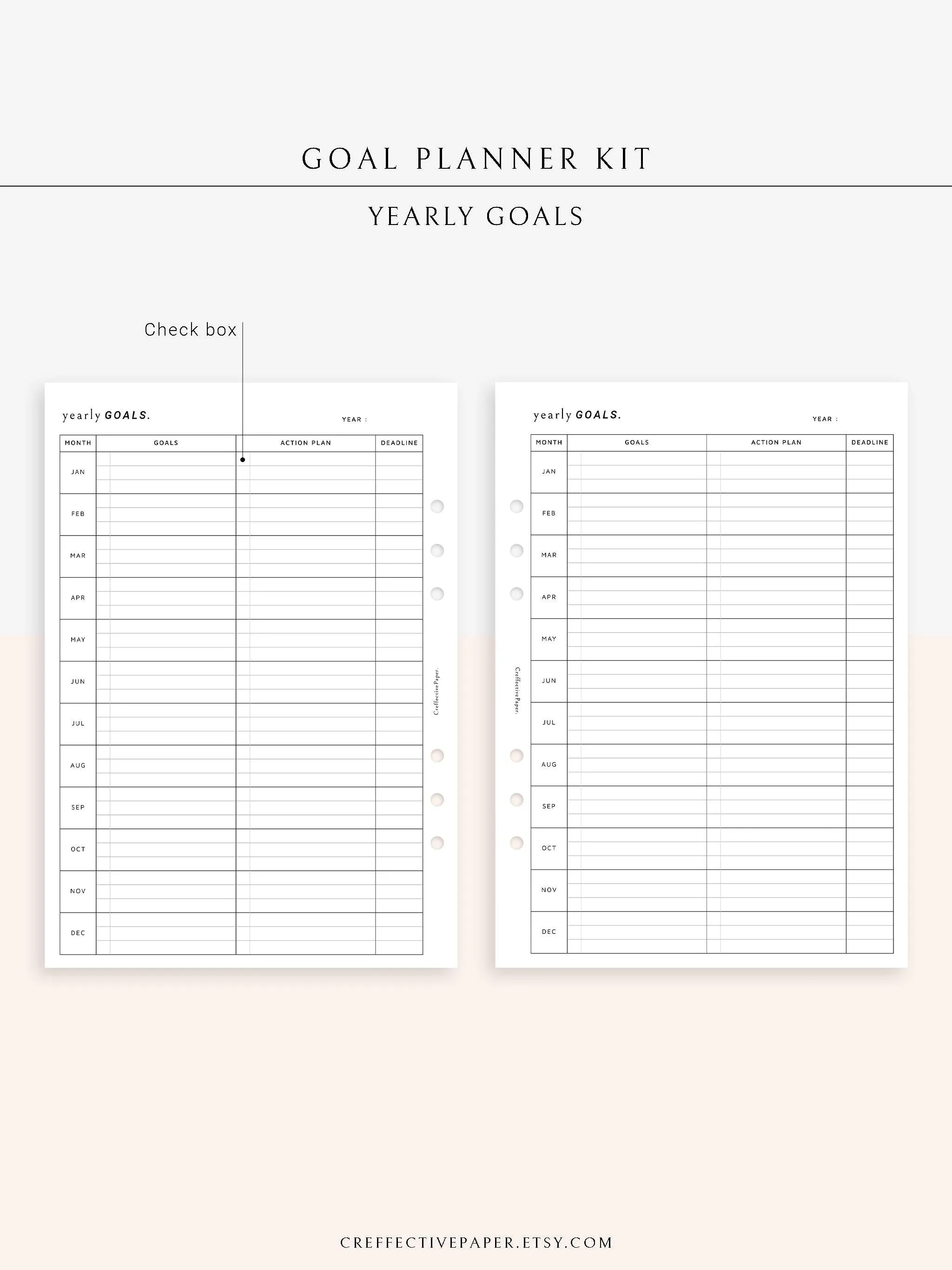 T101 | Goal Setting Planner Bundle Template for Business and Personal