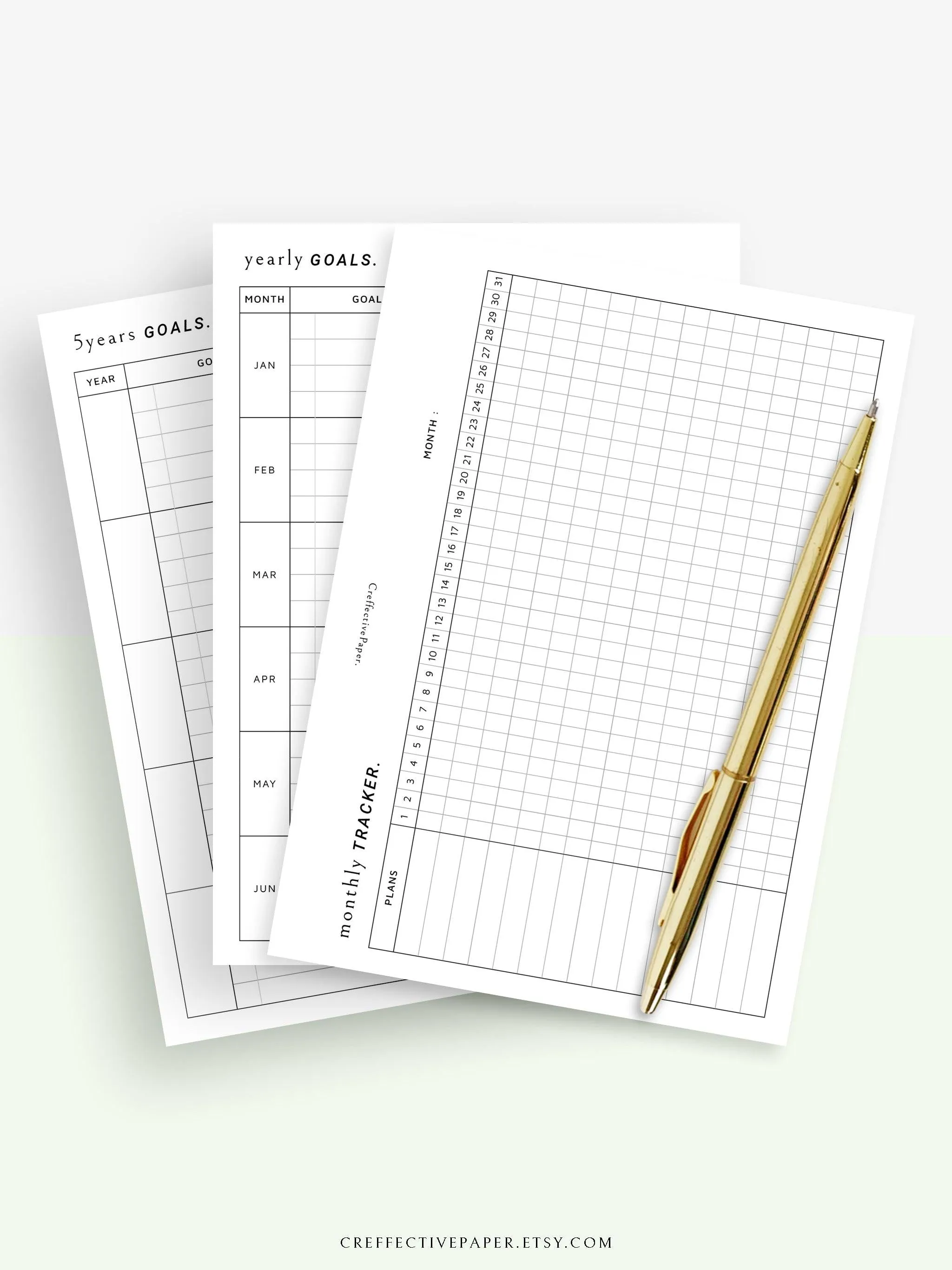 T101 | Goal Setting Planner Bundle Template for Business and Personal