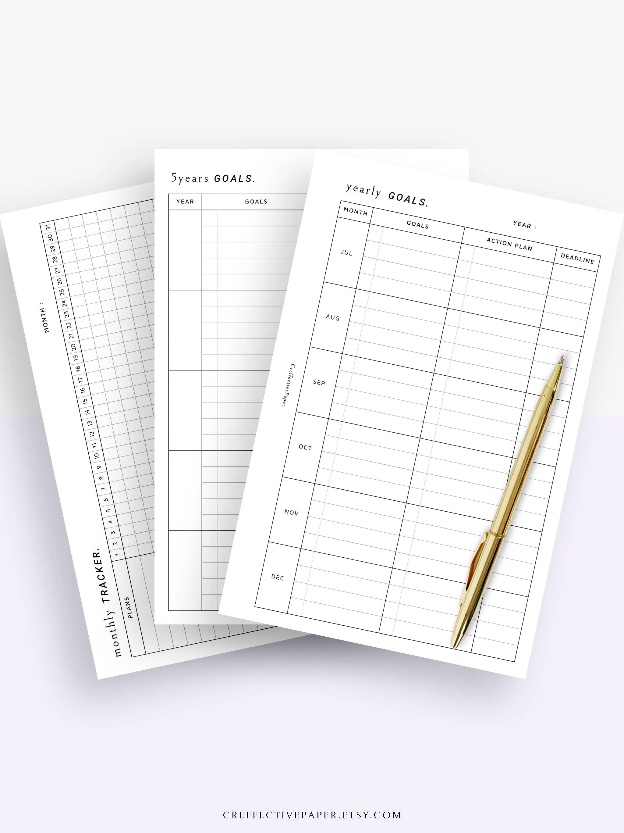 T101 | Goal Setting Planner Bundle Template for Business and Personal
