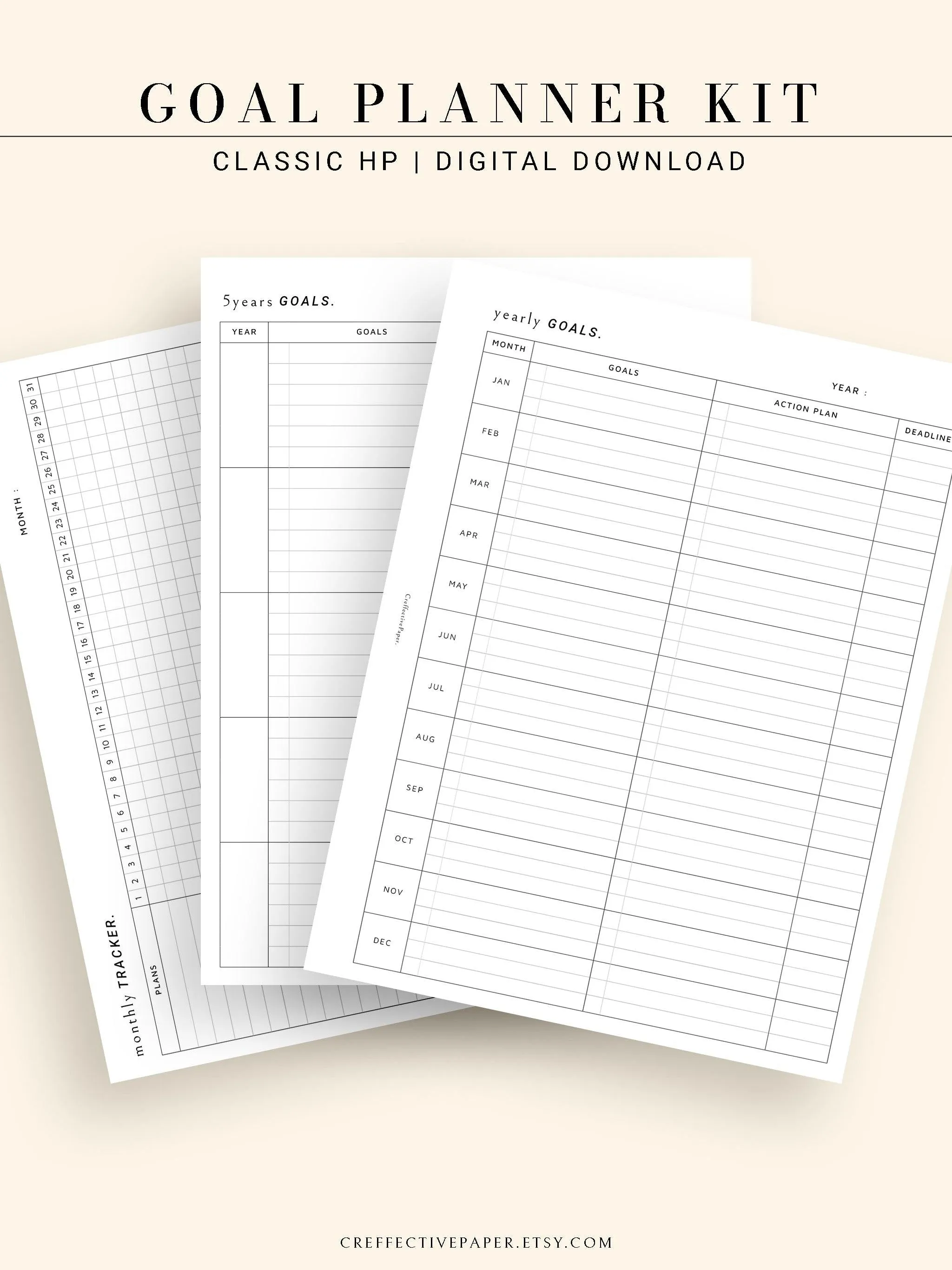 T101 | Goal Setting Planner Bundle Template for Business and Personal