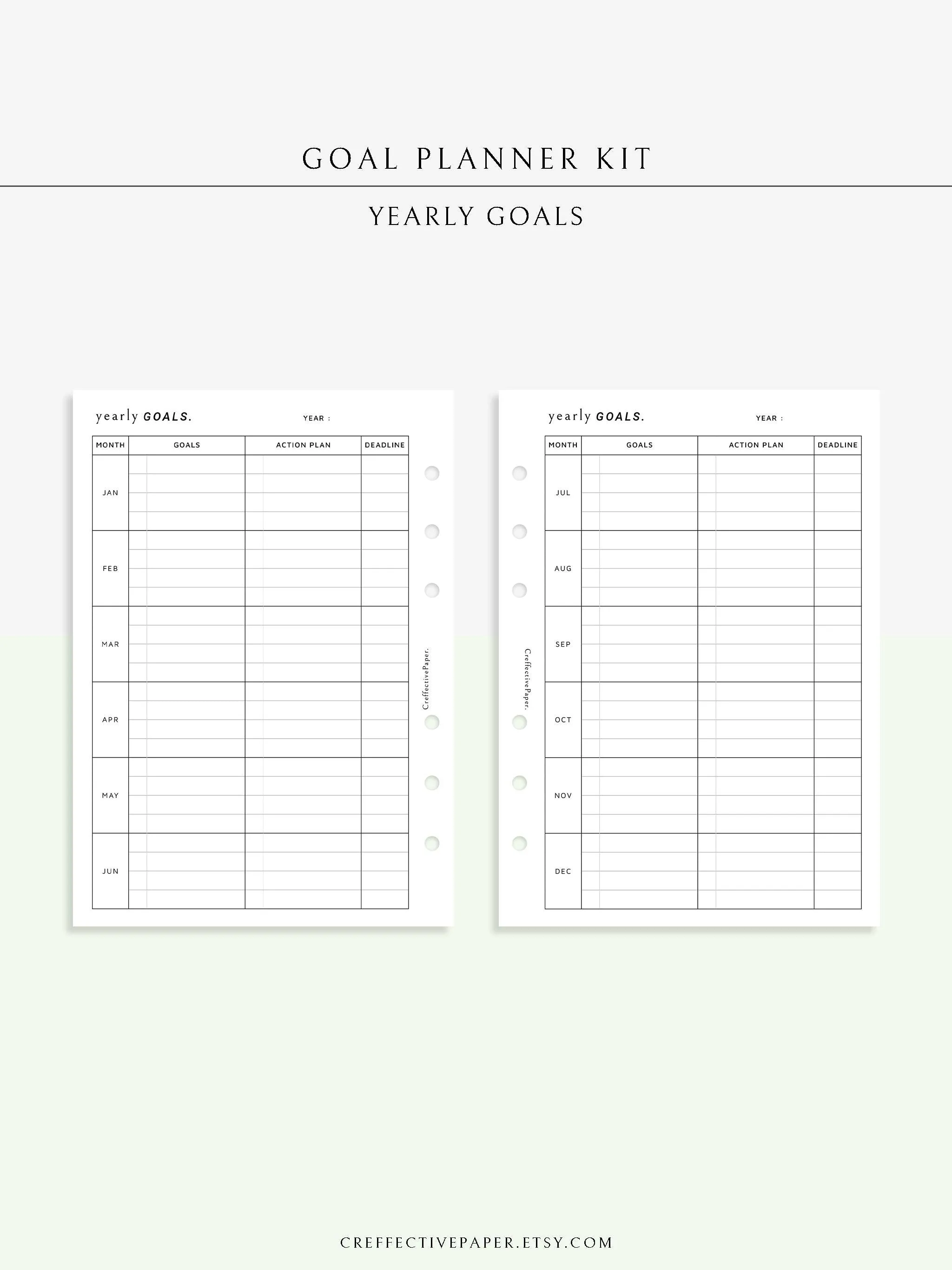 T101 | Goal Setting Planner Bundle Template for Business and Personal