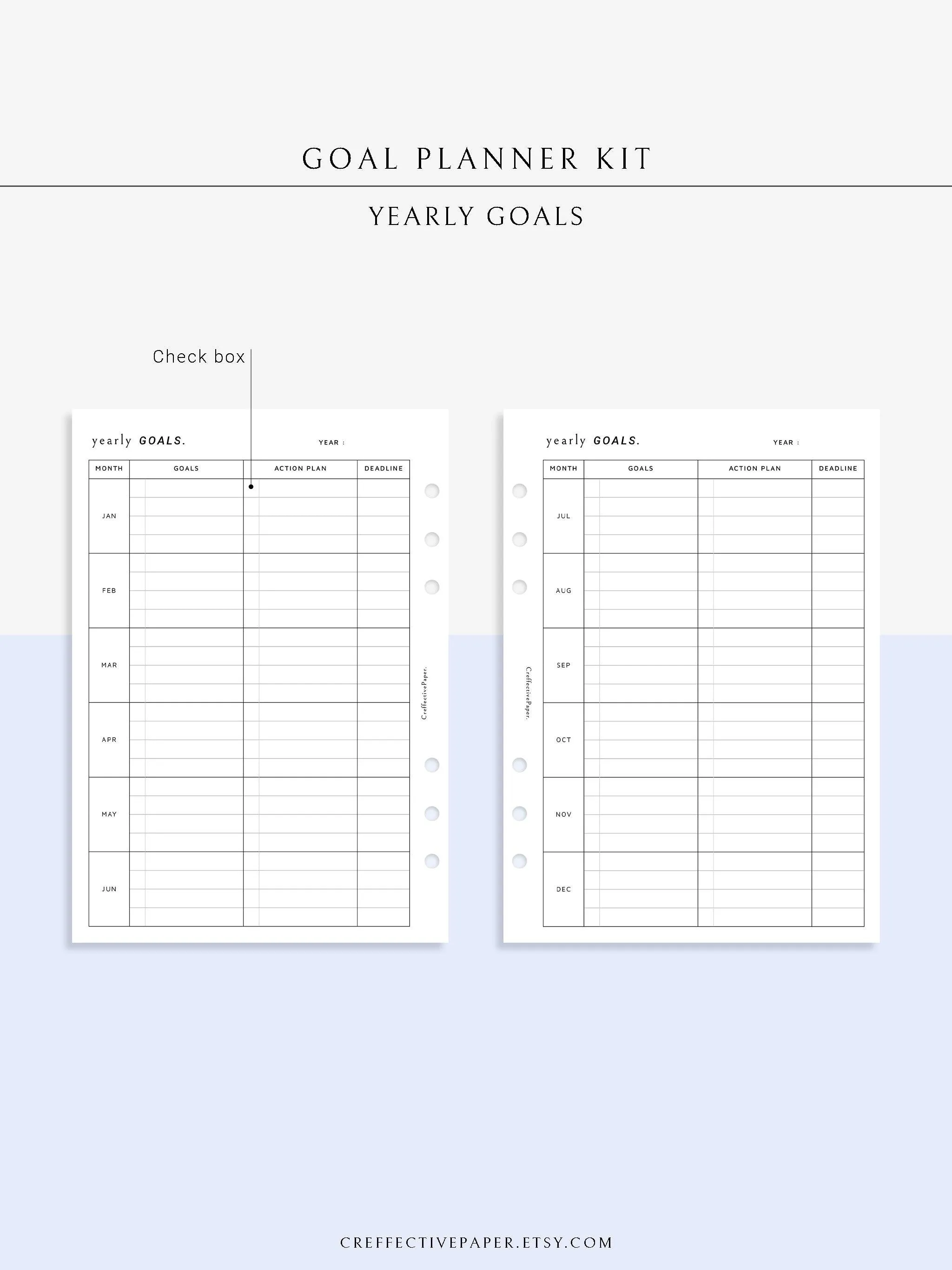 T101 | Goal Setting Planner Bundle Template for Business and Personal