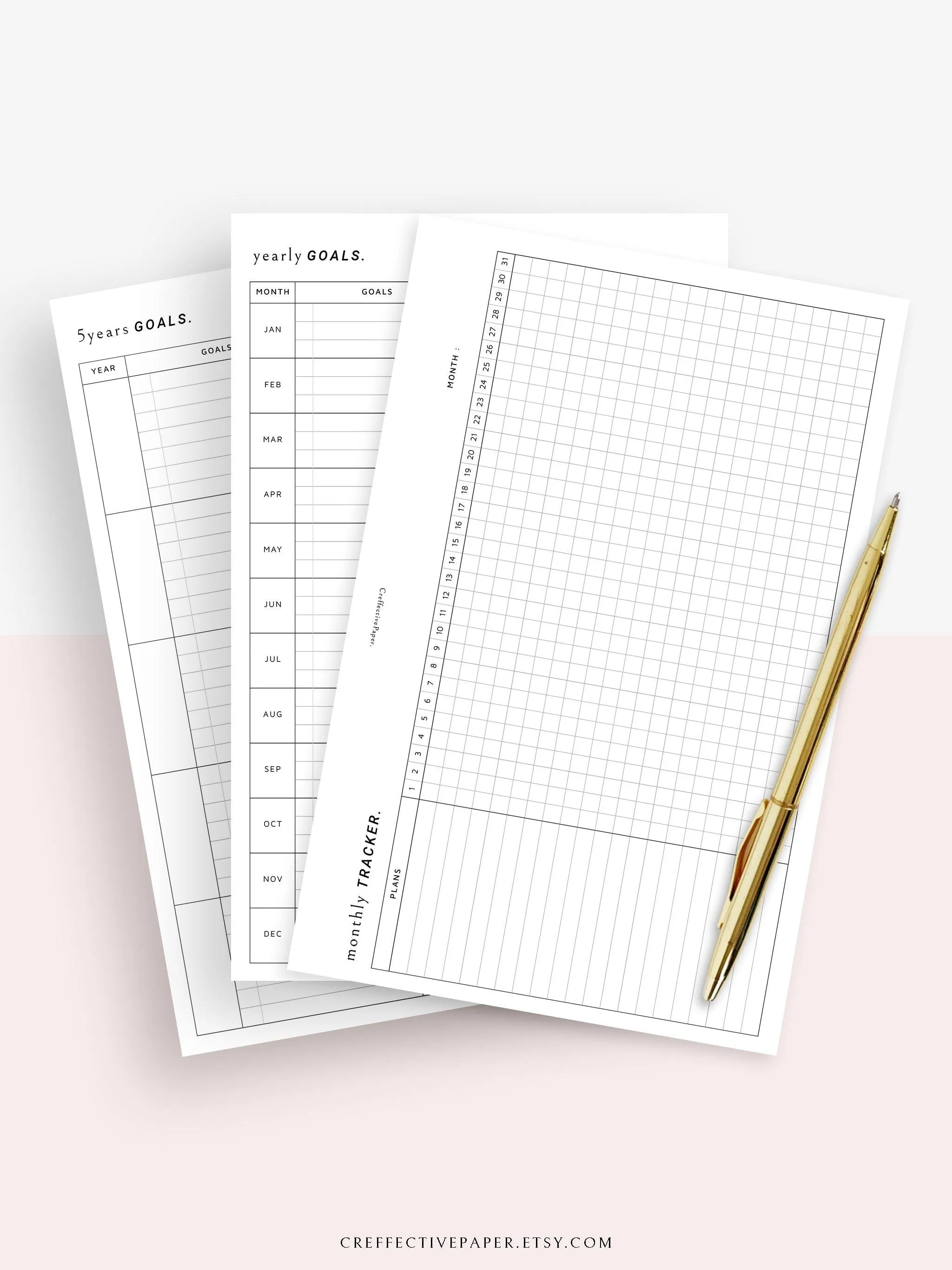 T101 | Goal Setting Planner Bundle Template for Business and Personal