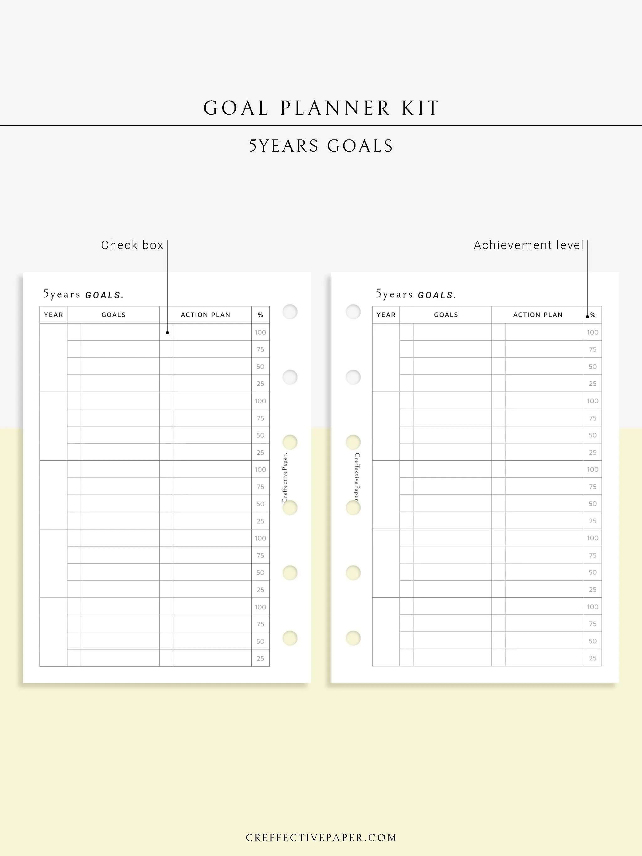 T101 | Goal Setting Planner Bundle Template for Business and Personal