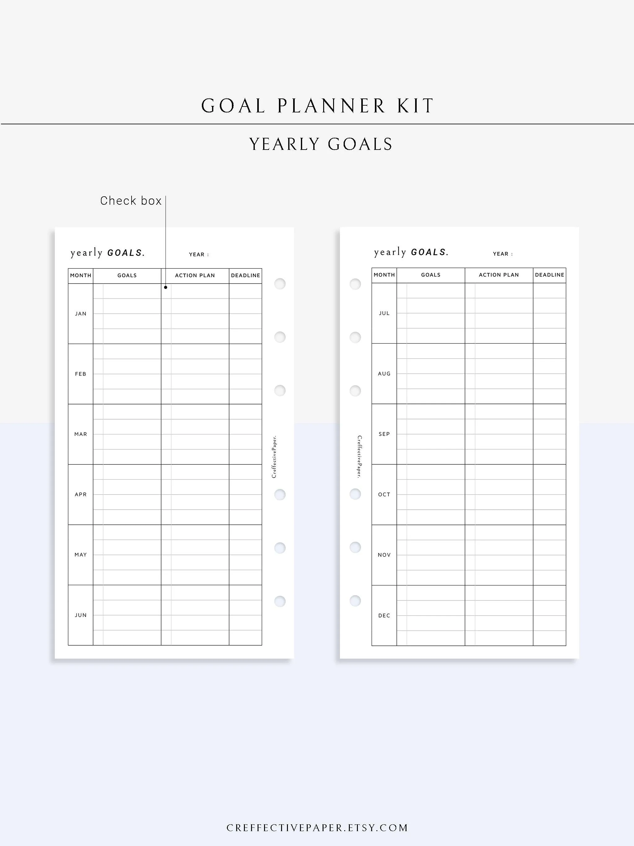 T101 | Goal Setting Planner Bundle Template for Business and Personal