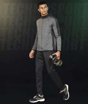 Technosport Full Sleeve Dry Fit Hoodie Jacket for Men PL-71 (Dark Grey)