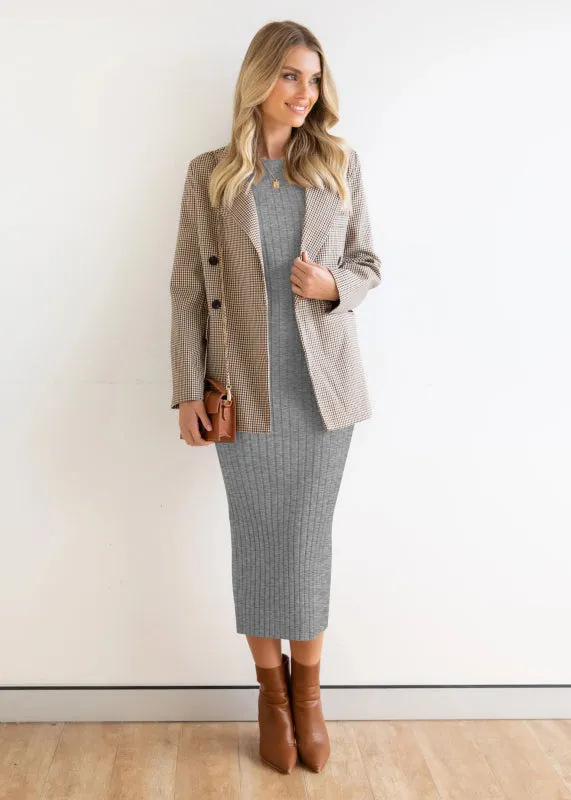 Women's Sleeveless Wide Ribbed Fitted Dress