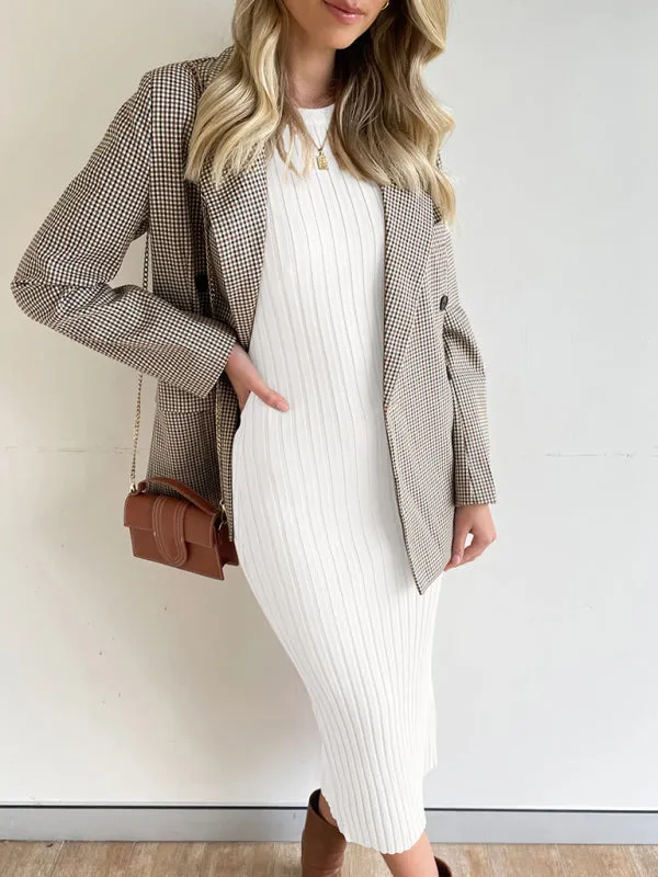 Women's Sleeveless Wide Ribbed Fitted Dress