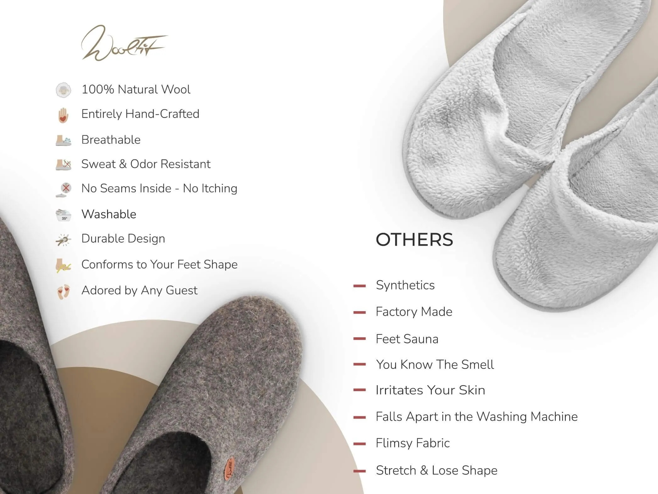 WoolFit Ballerina | Felt Slippers with Insoles & Leather Sole